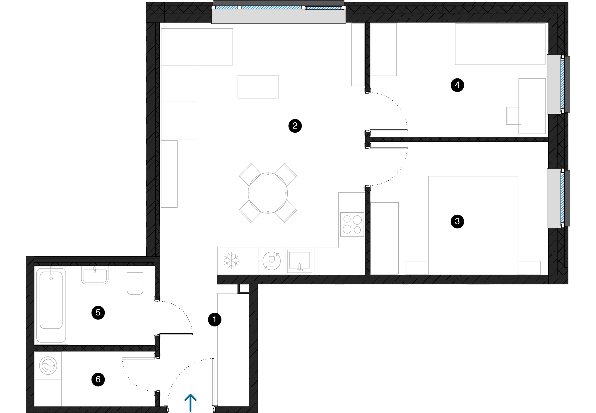 Pillar Jaunie dzīvokļi Dreiliņu priedes plānojums