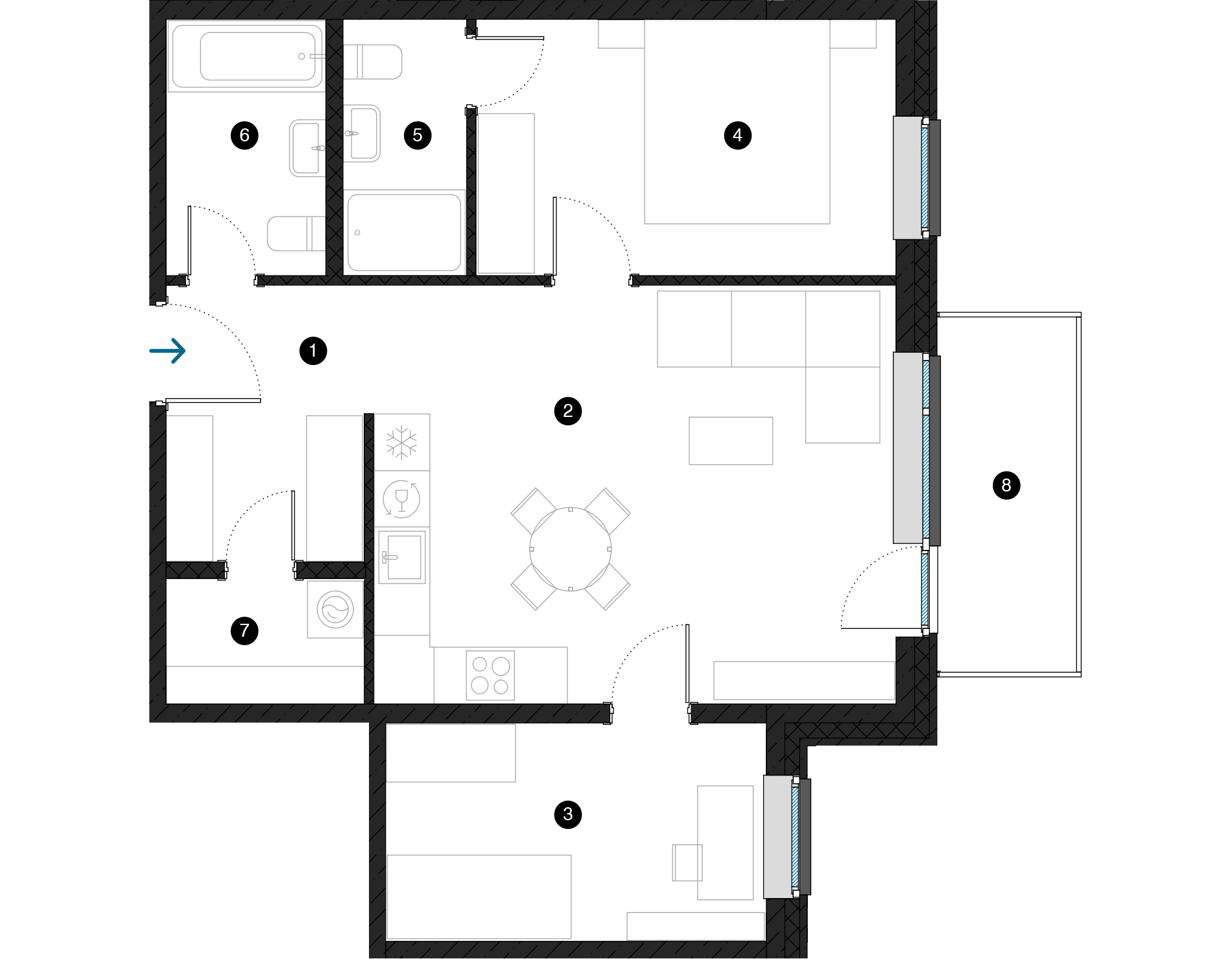 Pillar Jaunie dzīvokļi Dreiliņu priedes plānojums