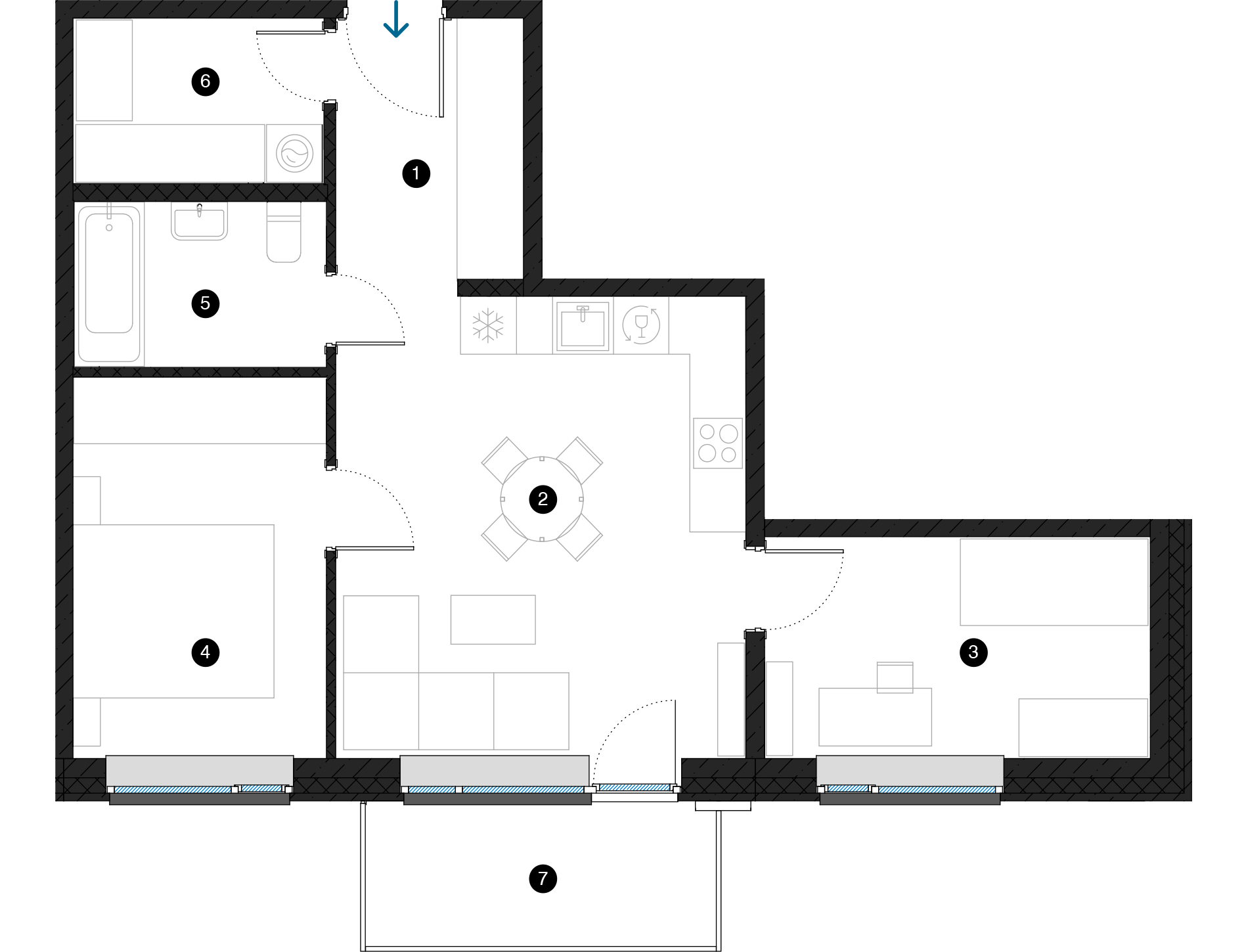 Pillar Jaunie dzīvokļi Dreiliņu priedes plānojums
