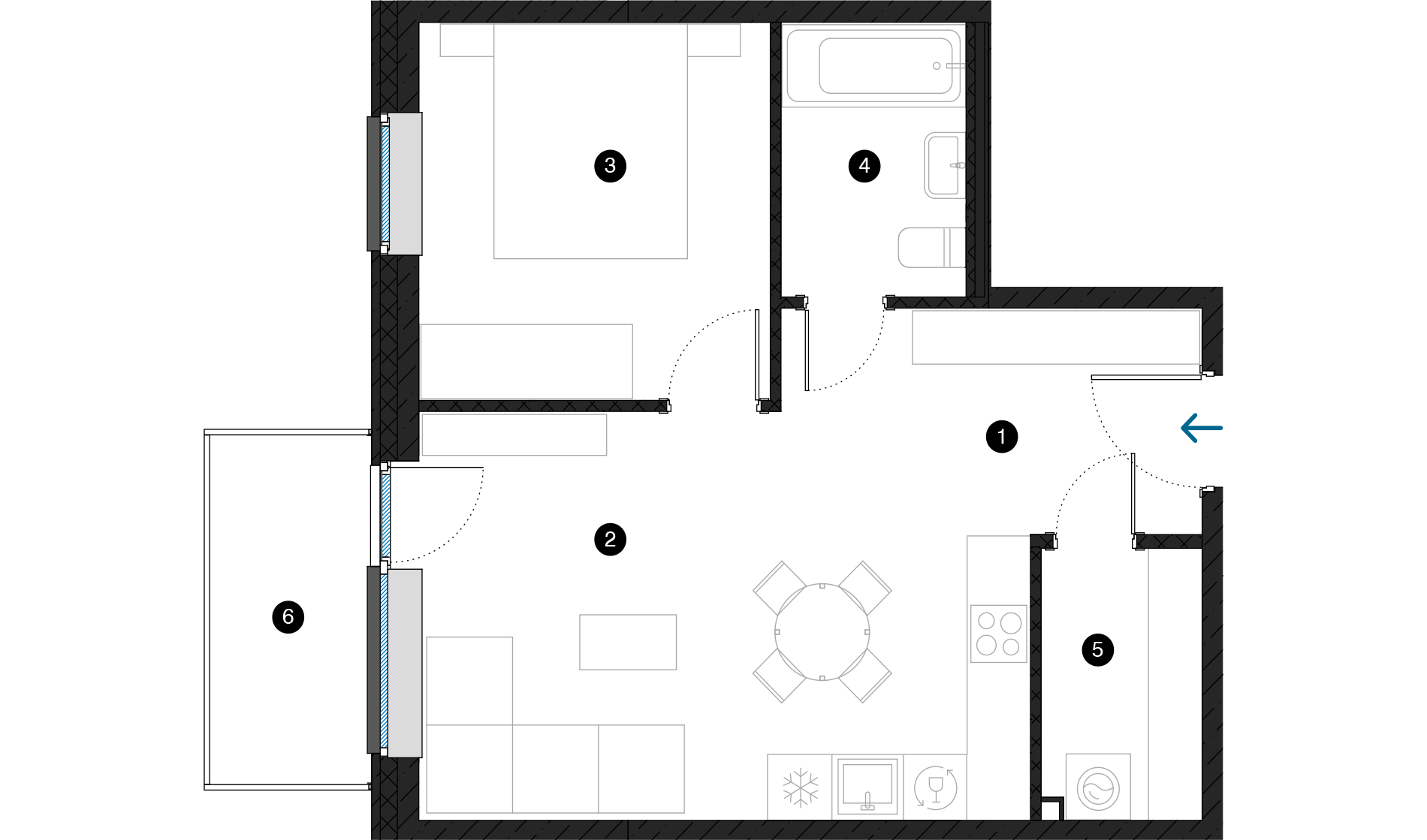 Pillar Jaunie dzīvokļi Dreiliņu priedes plānojums