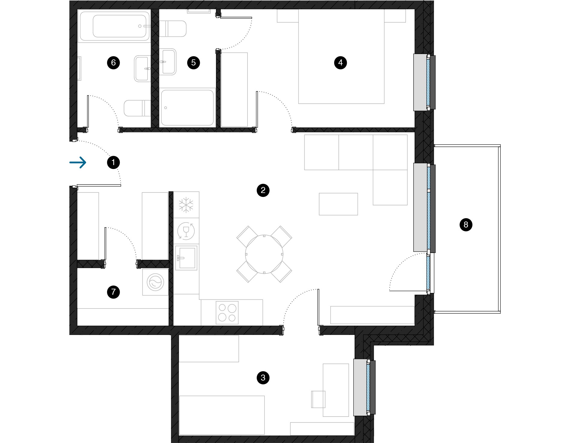 Pillar Jaunie dzīvokļi Dreiliņu priedes plānojums