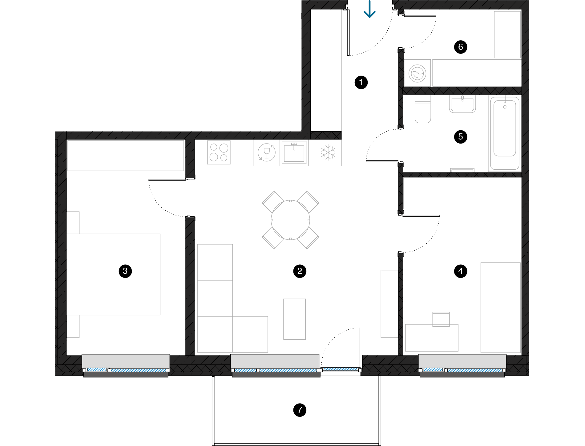 Pillar Jaunie dzīvokļi Dreiliņu priedes plānojums