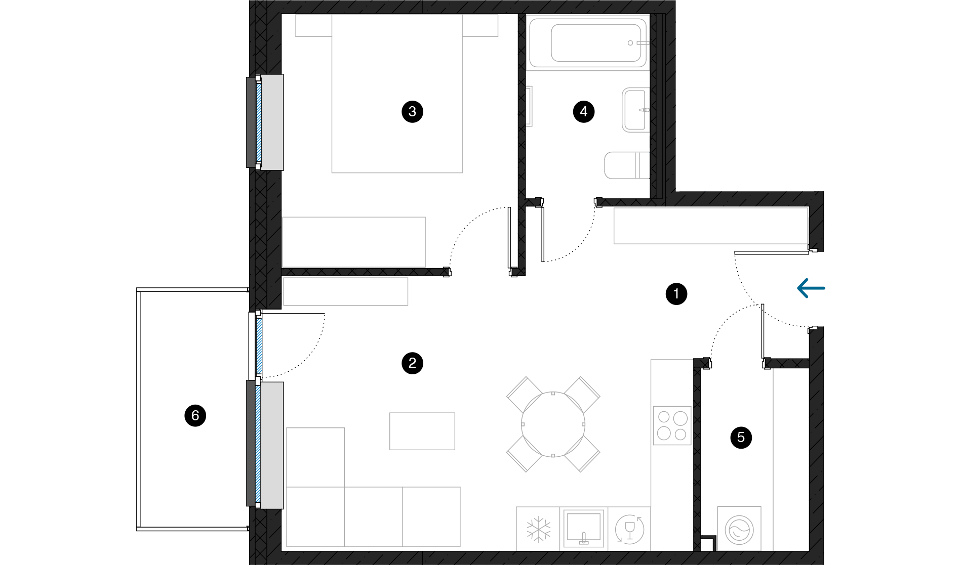 Pillar Jaunie dzīvokļi Dreiliņu priedes plānojums