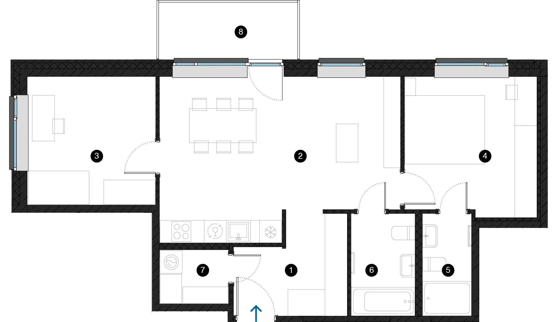Pillar Jaunie dzīvokļi Dreiliņu priedes plānojums
