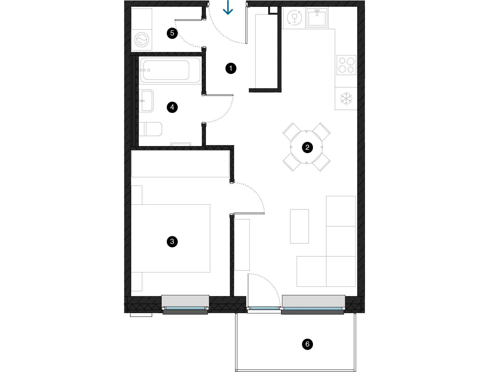 Pillar Jaunie dzīvokļi Dreiliņu priedes plānojums