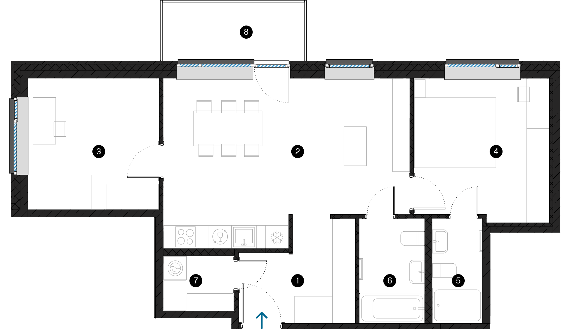 Pillar Jaunie dzīvokļi Dreiliņu priedes plānojums