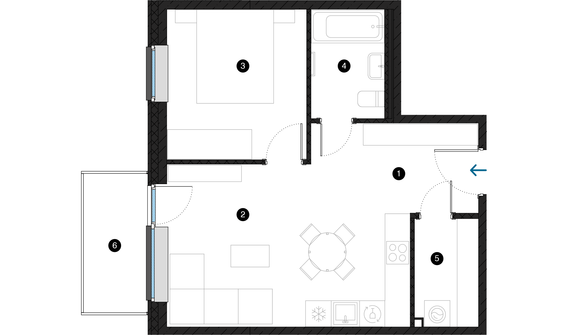 Pillar Jaunie dzīvokļi Dreiliņu priedes plānojums