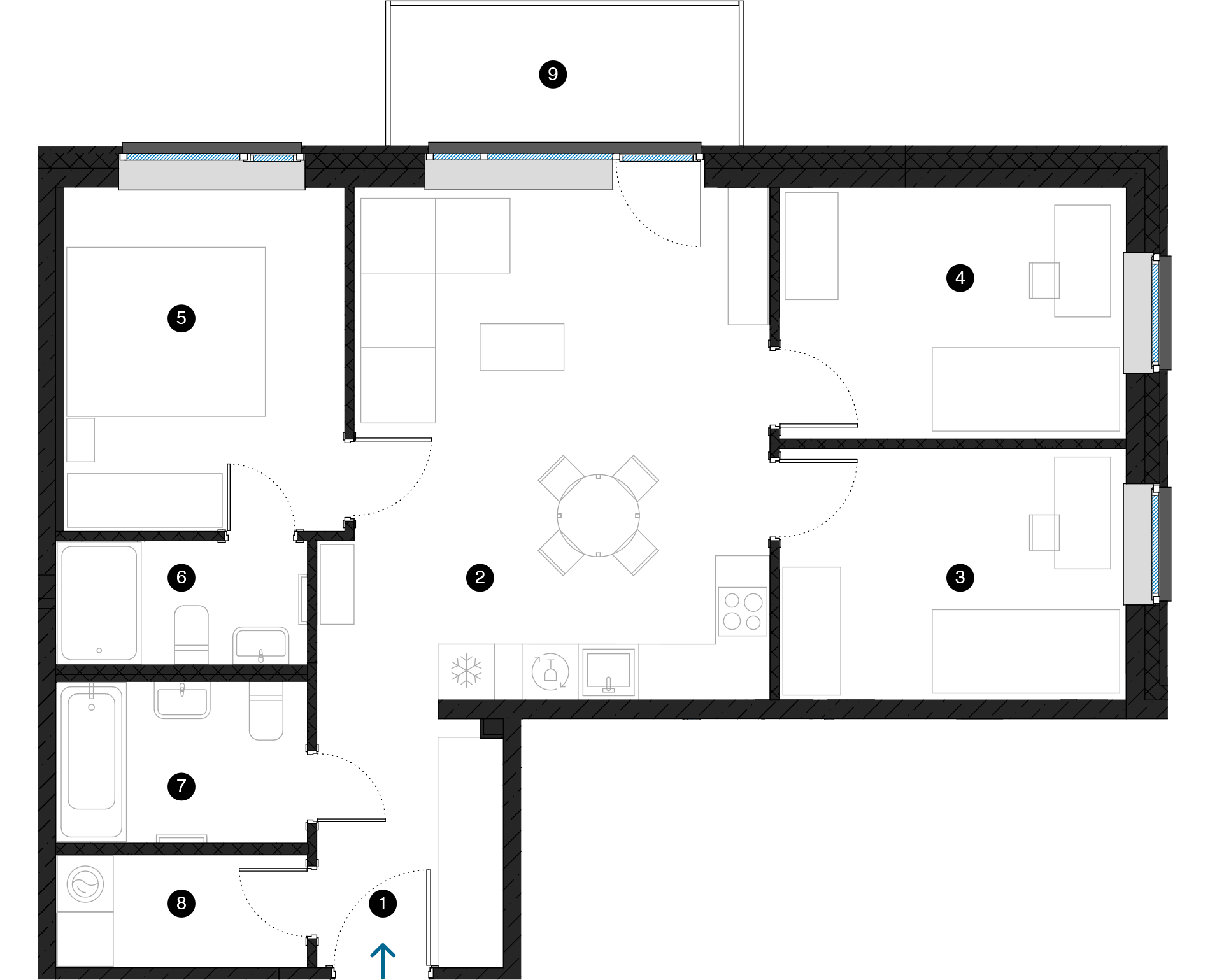 Pillar Jaunie dzīvokļi Dreiliņu priedes plānojums