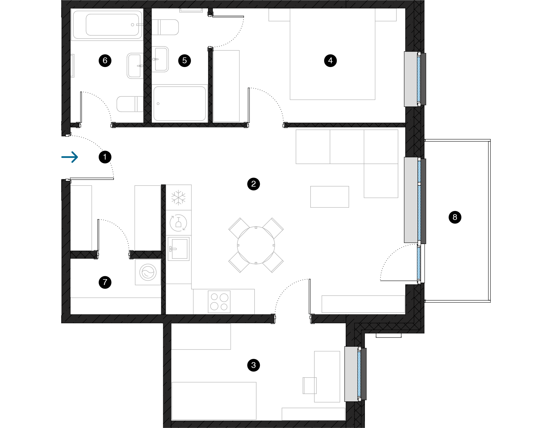 Pillar Jaunie dzīvokļi Dreiliņu priedes plānojums