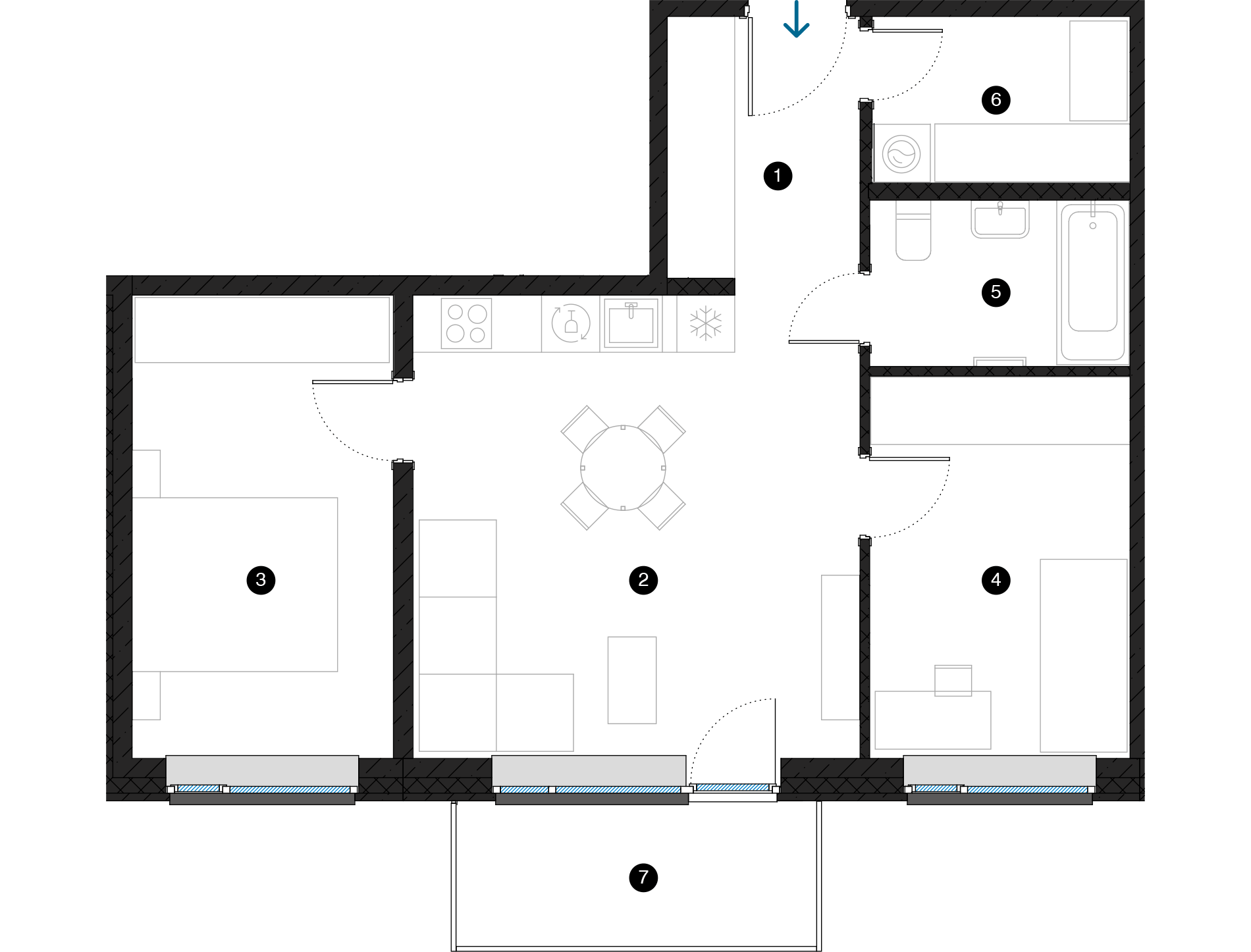 Pillar Jaunie dzīvokļi Dreiliņu priedes plānojums