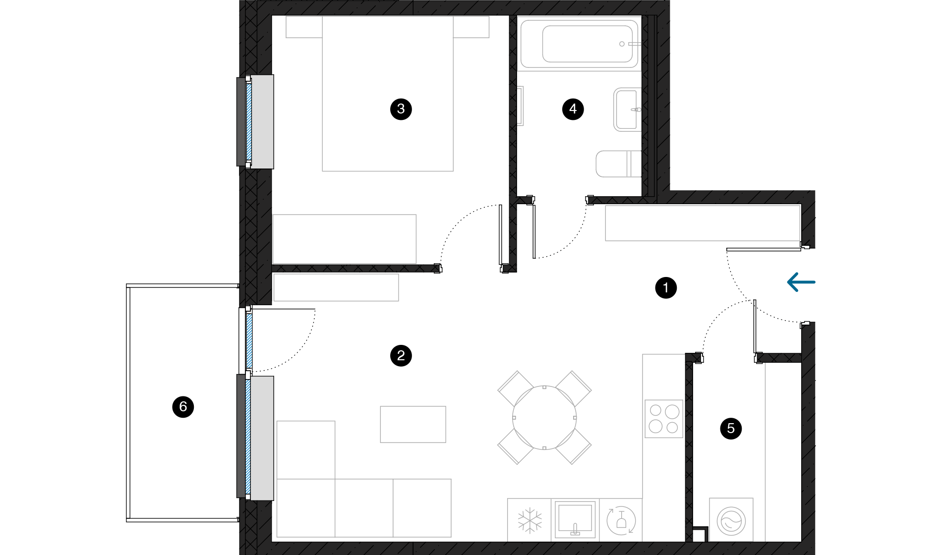 Pillar Jaunie dzīvokļi Dreiliņu priedes plānojums