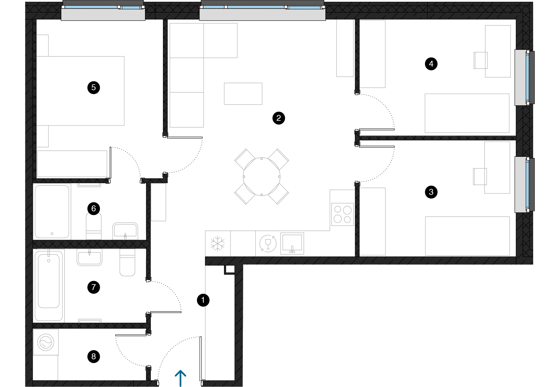 Pillar Jaunie dzīvokļi Dreiliņu priedes plānojums