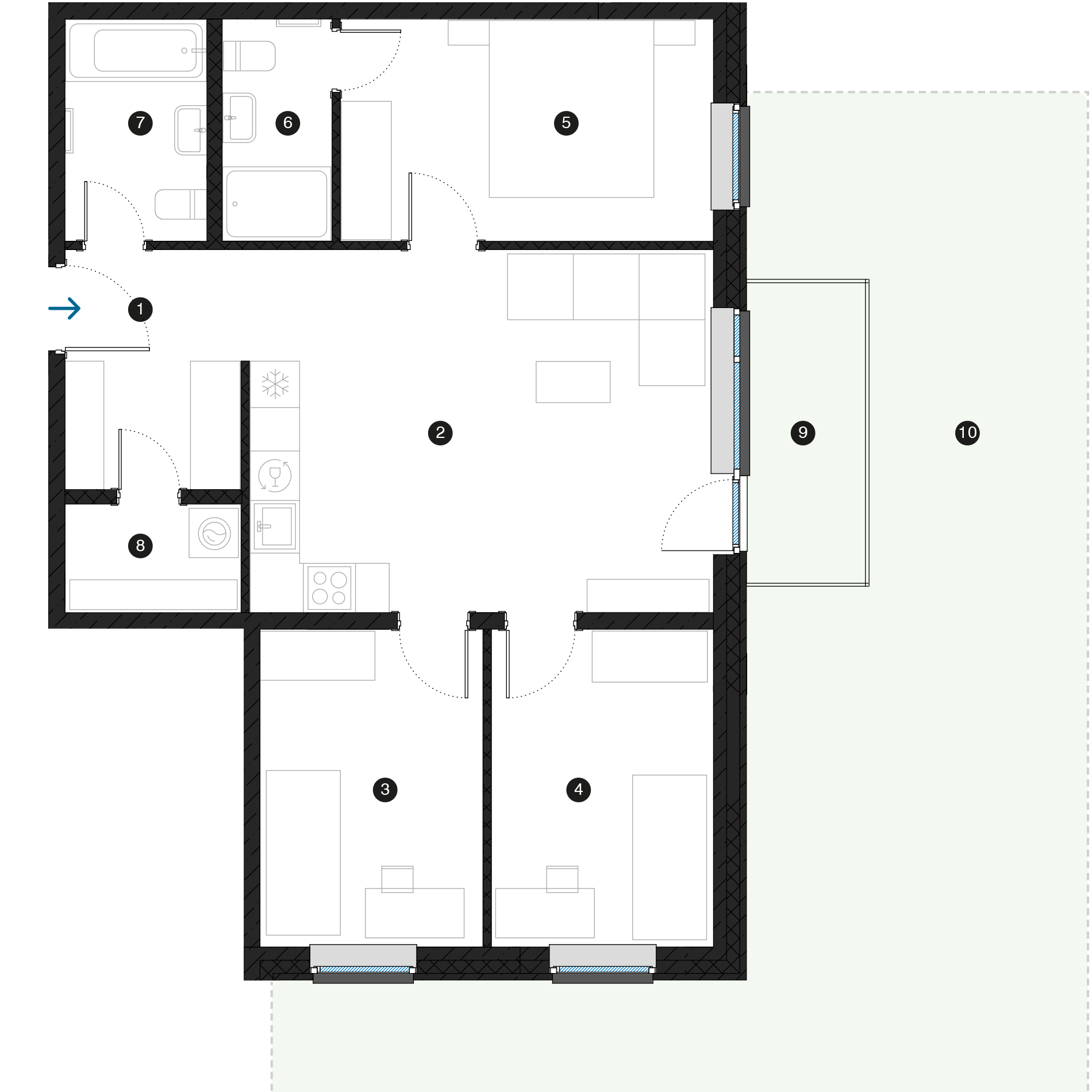 Pillar Jaunie dzīvokļi Dreiliņu priedes plānojums