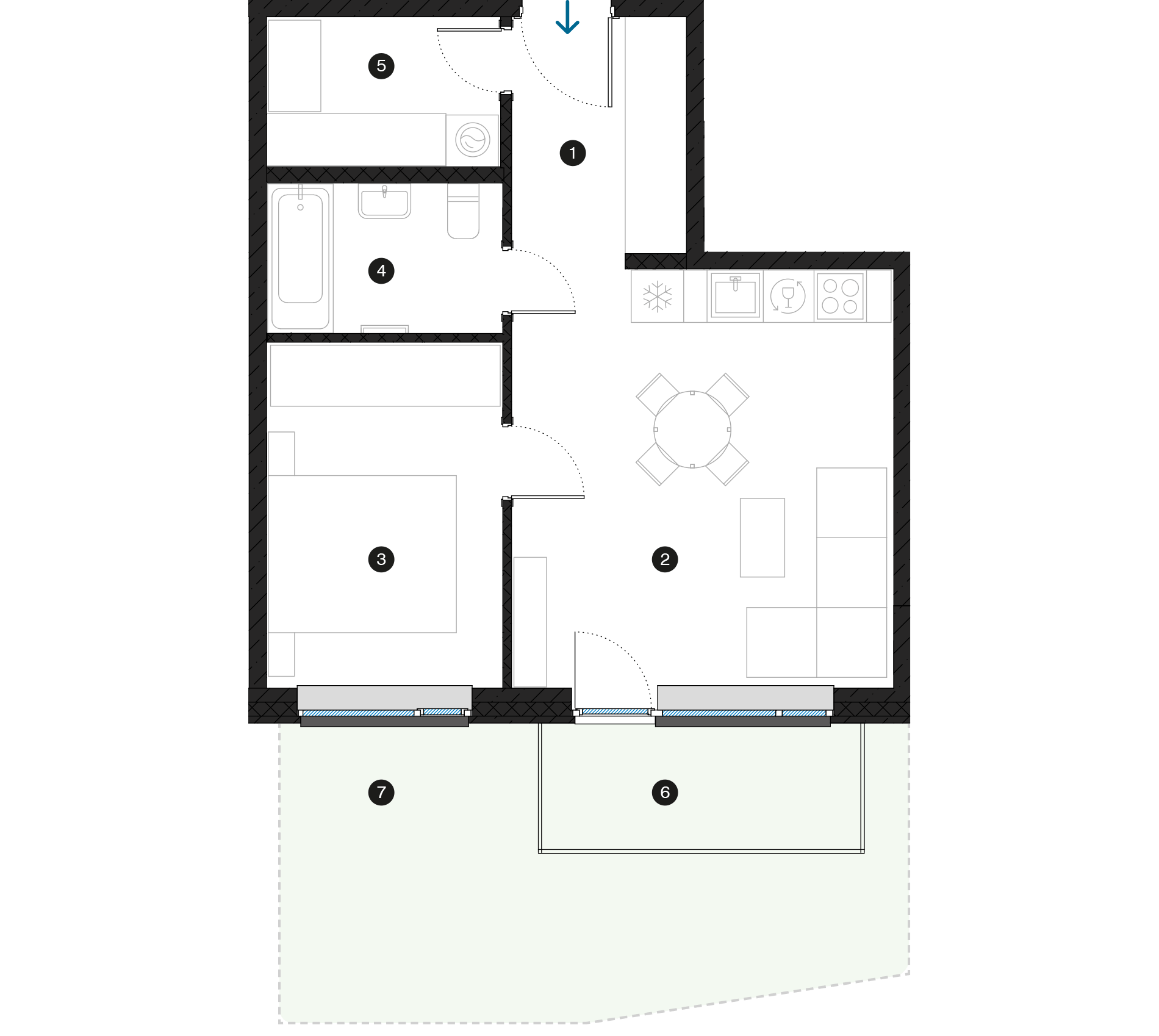 Pillar Jaunie dzīvokļi Dreiliņu priedes plānojums