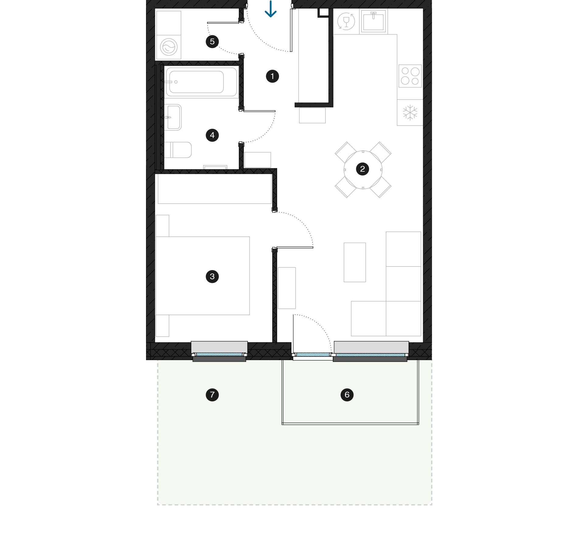 Pillar Jaunie dzīvokļi Dreiliņu priedes plānojums