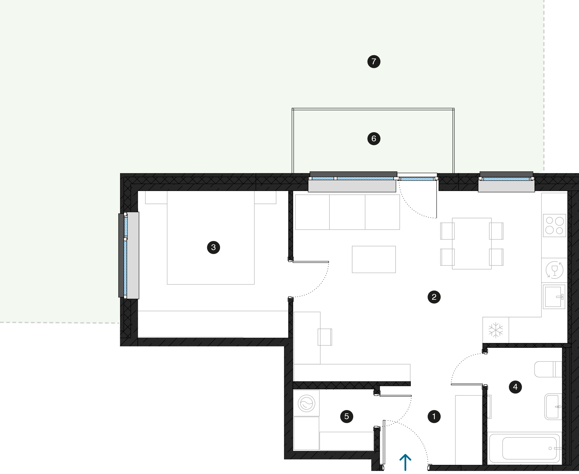 Pillar Jaunie dzīvokļi Dreiliņu priedes plānojums