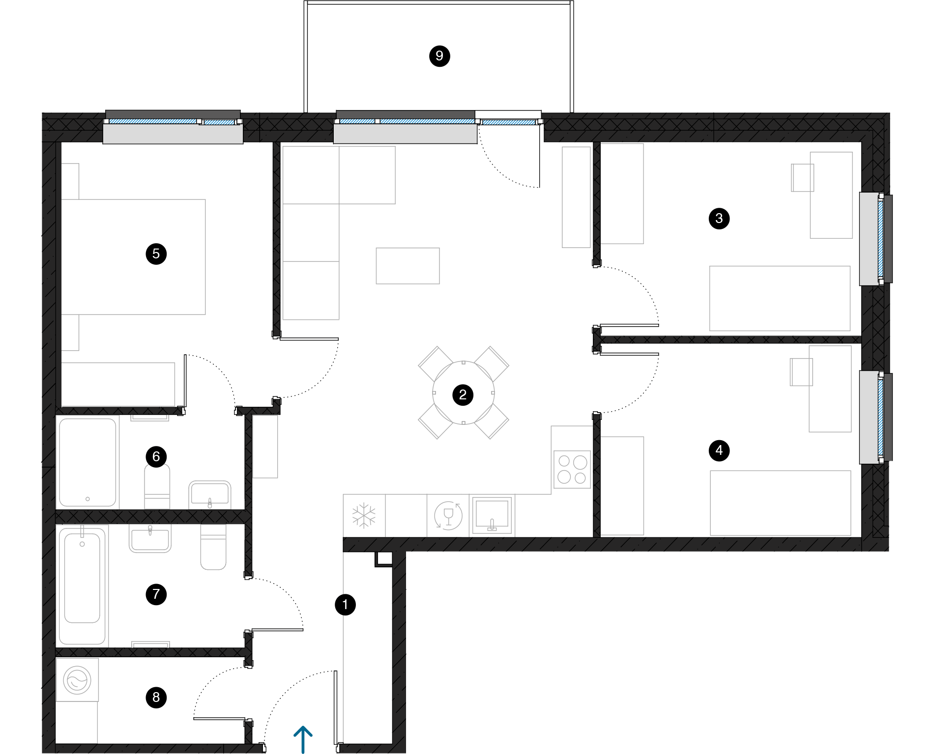 Pillar Jaunie dzīvokļi Dreiliņu priedes plānojums