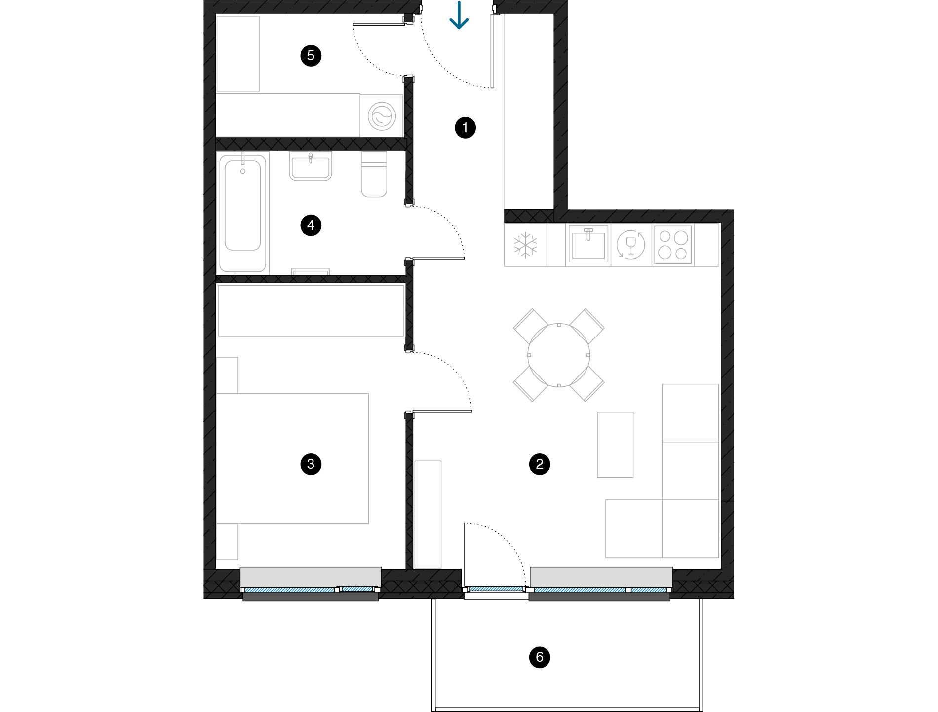 Pillar Jaunie dzīvokļi Dreiliņu priedes plānojums