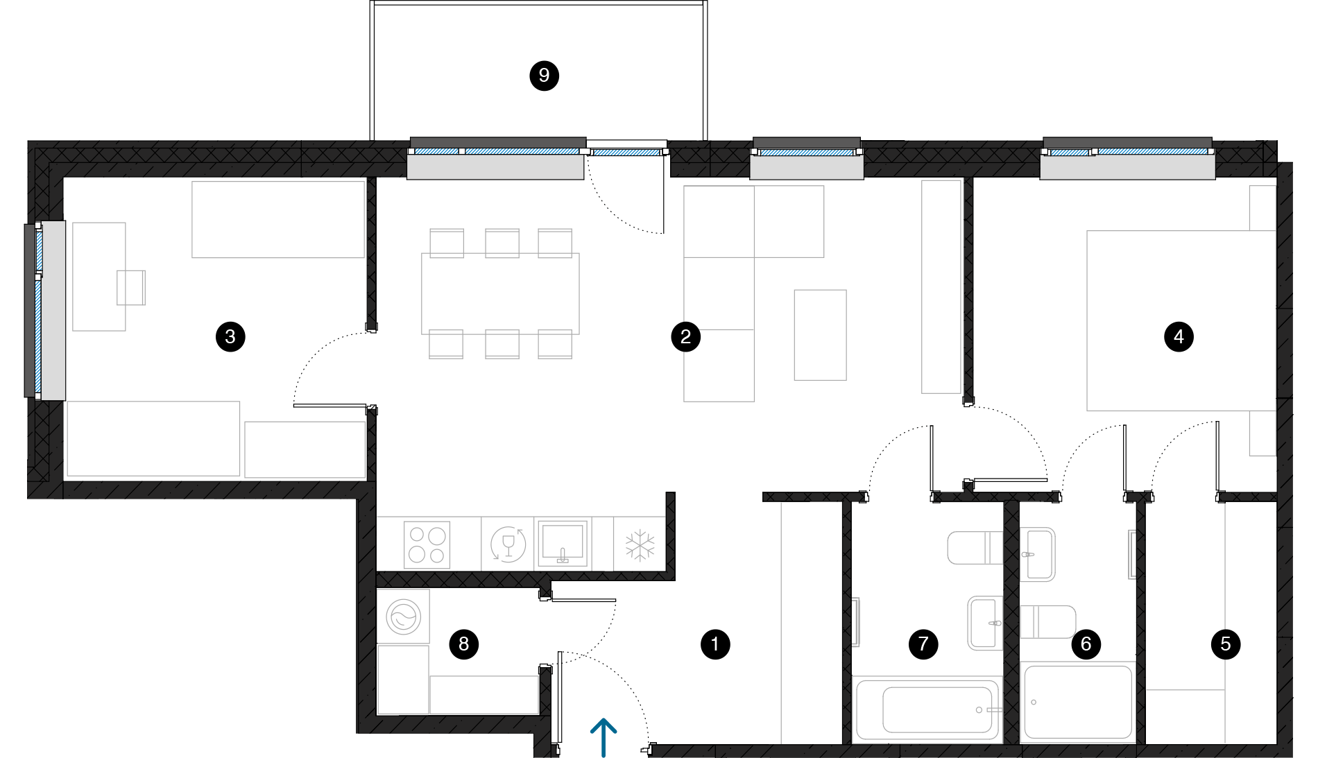 Pillar Jaunie dzīvokļi Dreiliņu priedes plānojums
