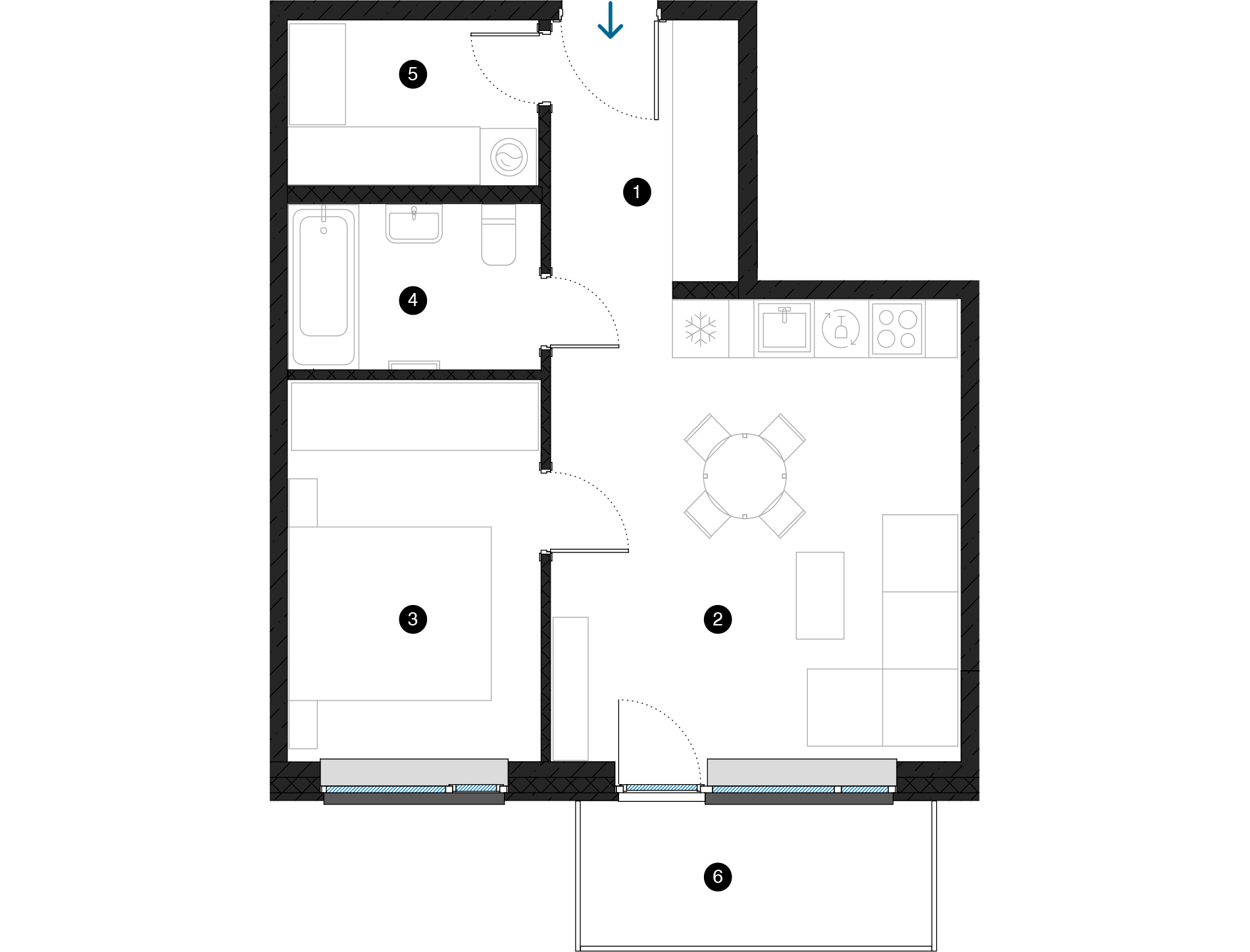 Pillar Jaunie dzīvokļi Dreiliņu priedes plānojums