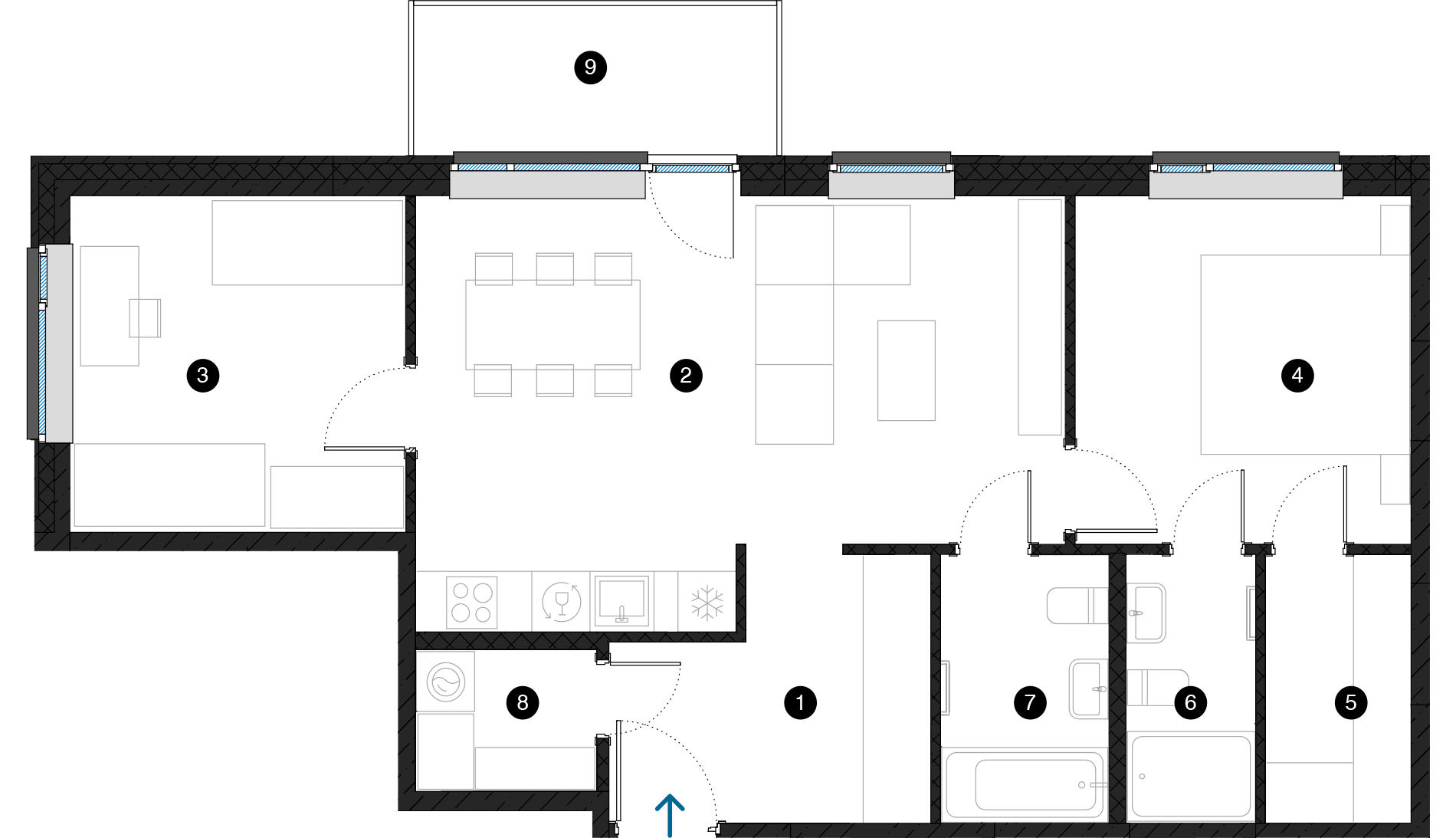 Pillar Jaunie dzīvokļi Dreiliņu priedes plānojums