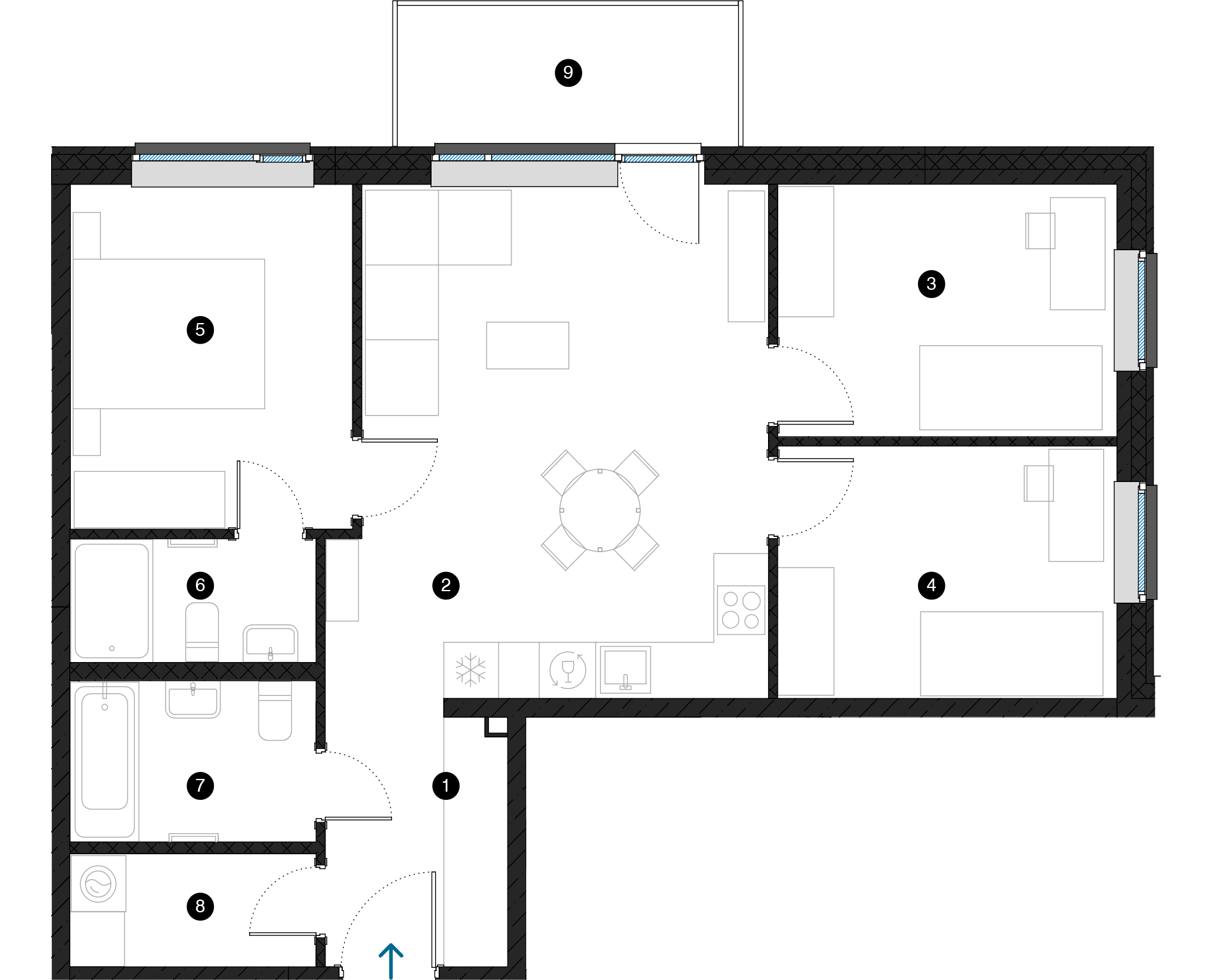 Pillar Jaunie dzīvokļi Dreiliņu priedes plānojums