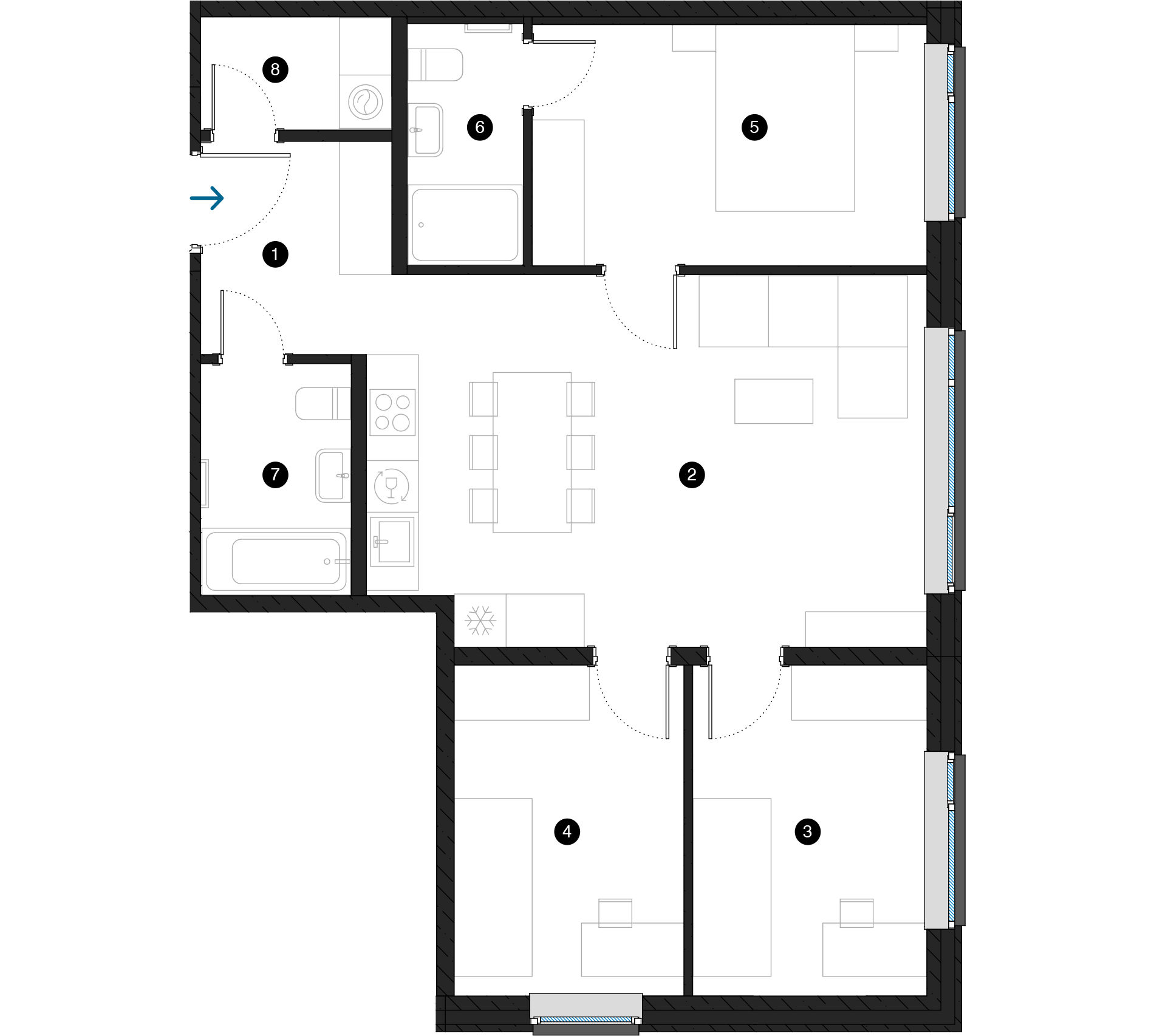 Pillar Jaunie dzīvokļi Dreiliņu priedes plānojums