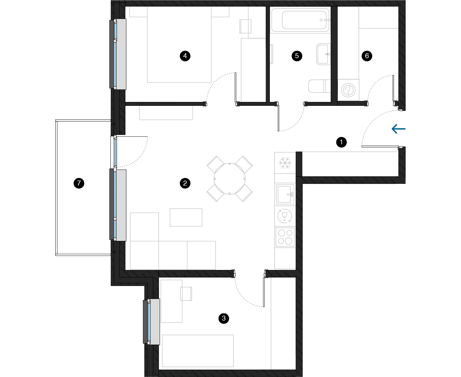 Pillar Jaunie dzīvokļi Dreiliņu priedes plānojums