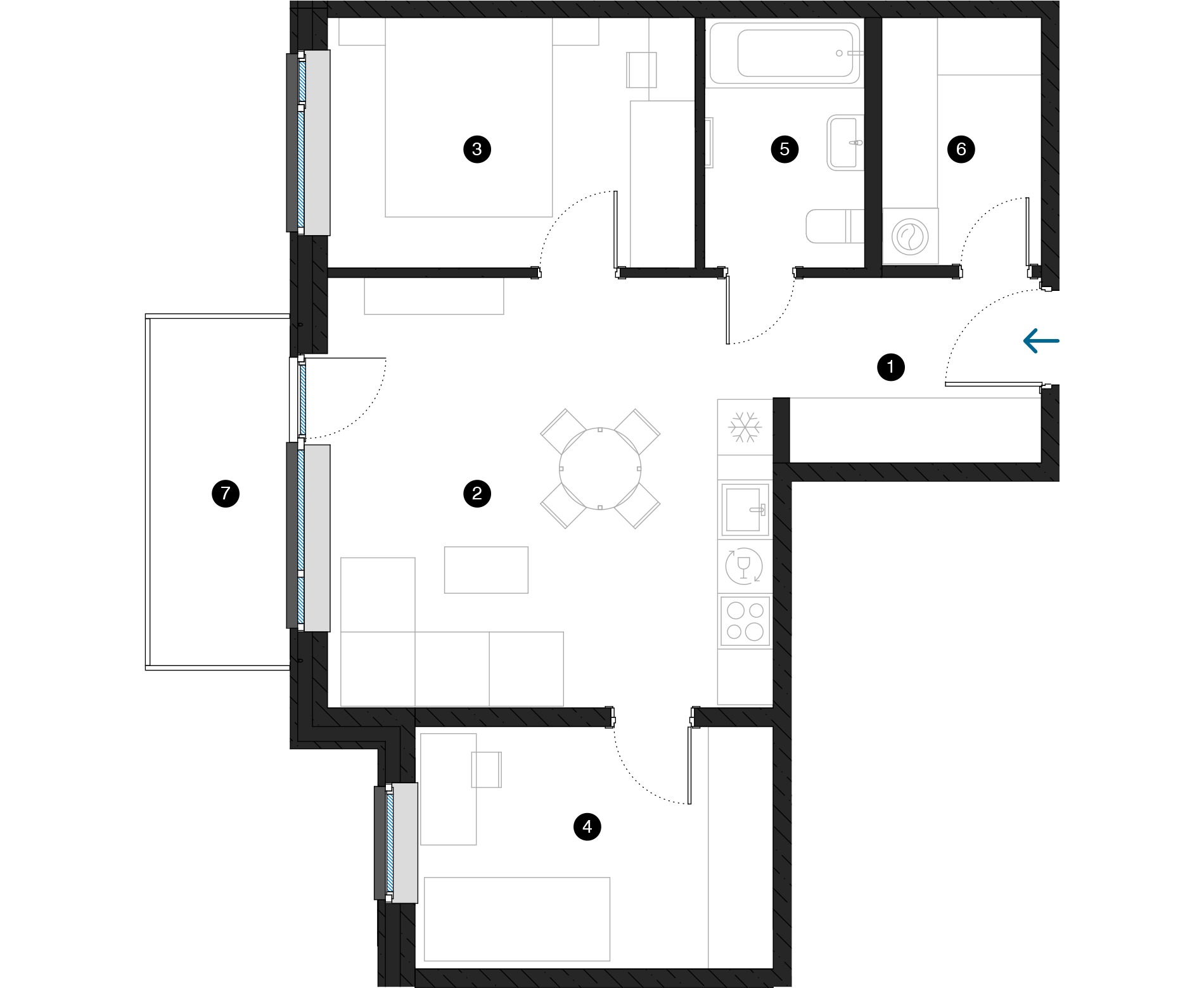 Pillar Jaunie dzīvokļi Dreiliņu priedes plānojums