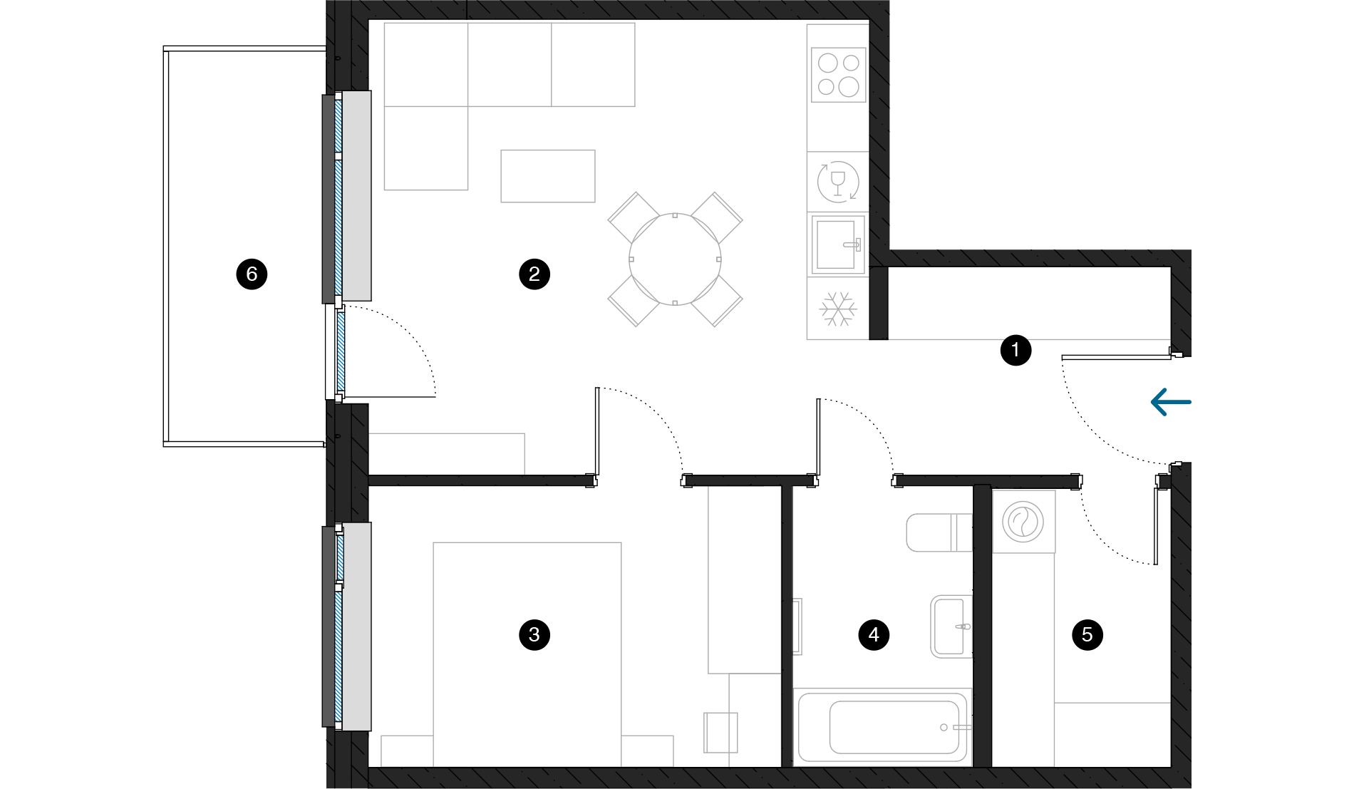Pillar Jaunie dzīvokļi Dreiliņu priedes plānojums