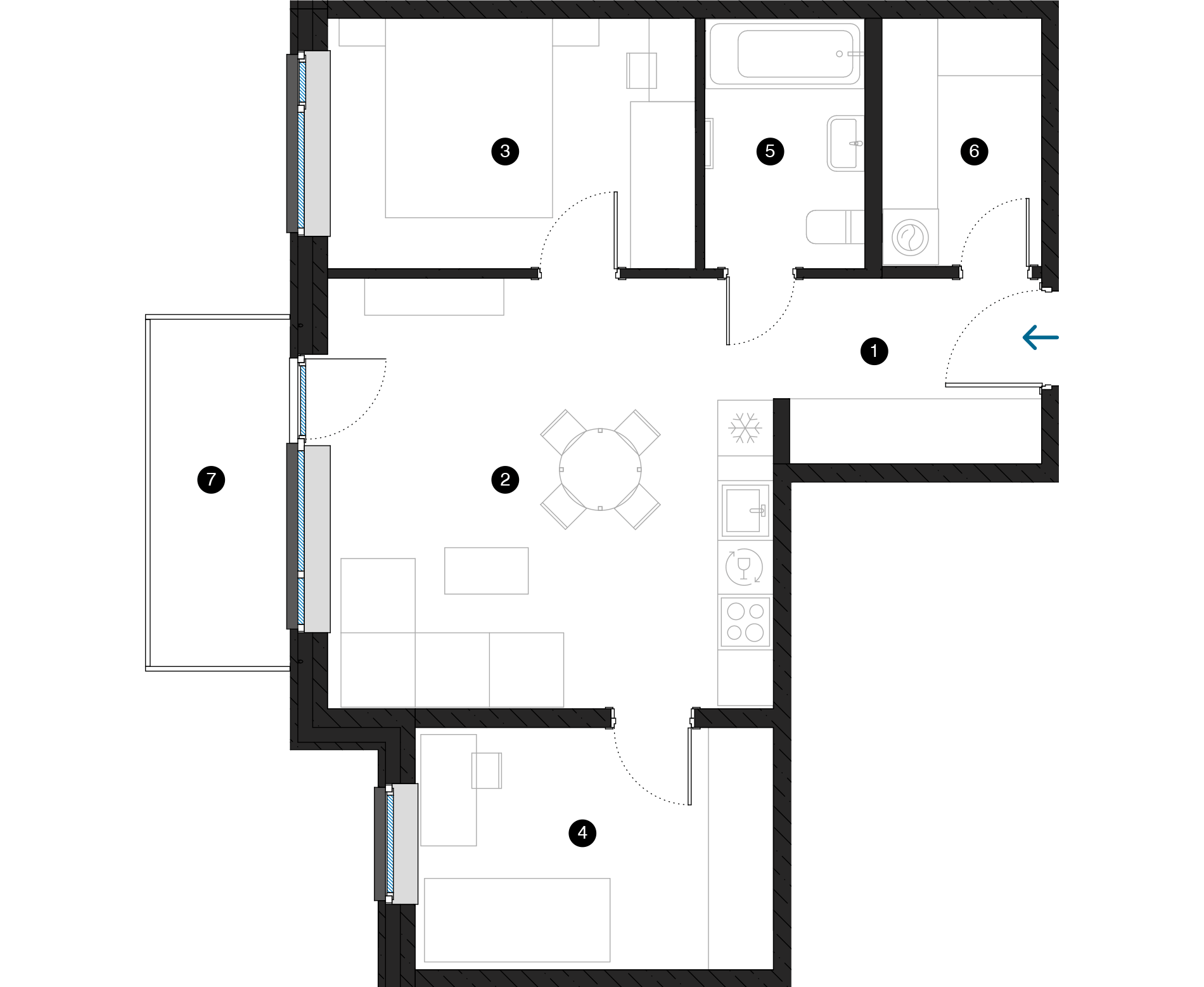 Pillar Jaunie dzīvokļi Dreiliņu priedes plānojums