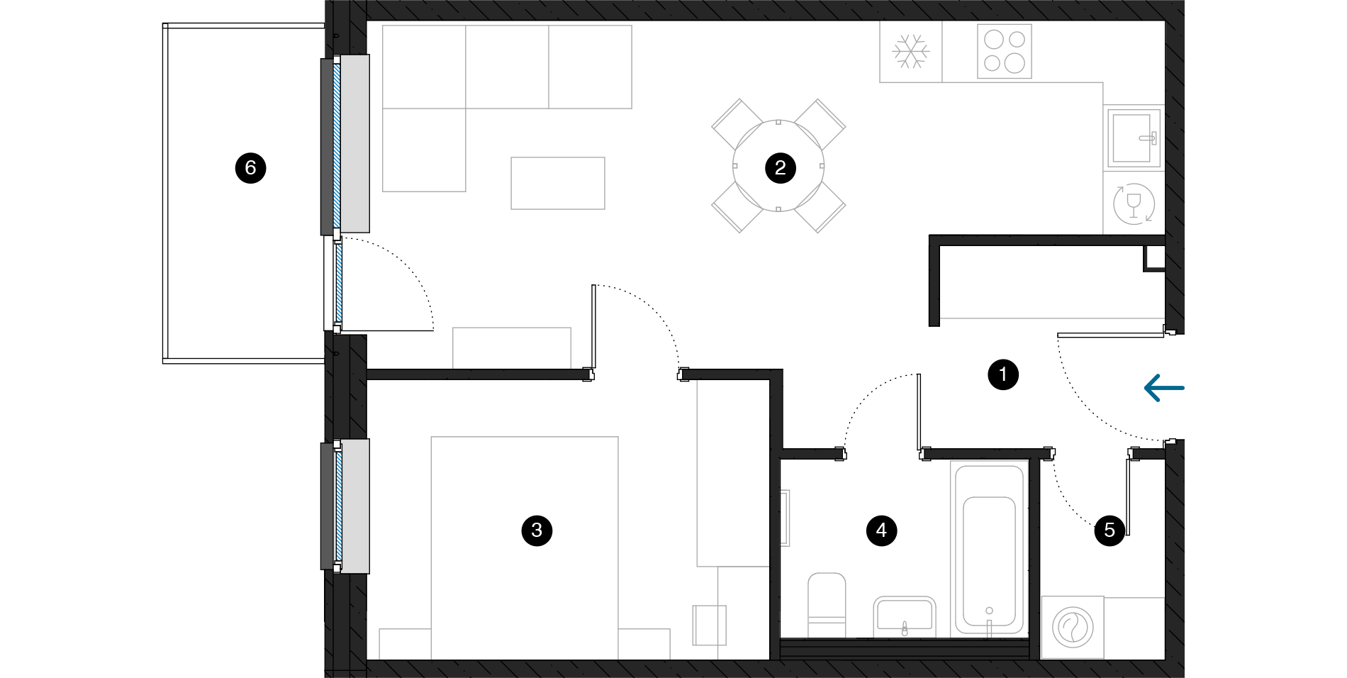 Pillar Jaunie dzīvokļi Dreiliņu priedes plānojums