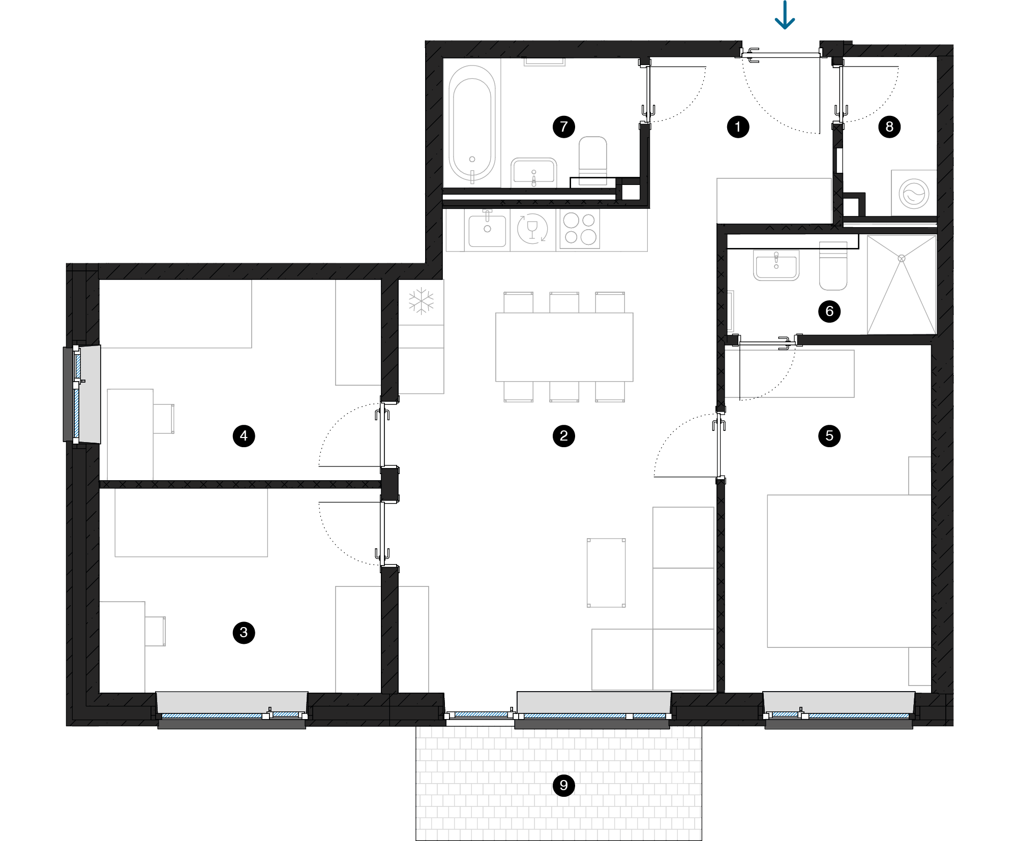 Pillar Jaunie dzīvokļi Iļģuciema mājas plānojums