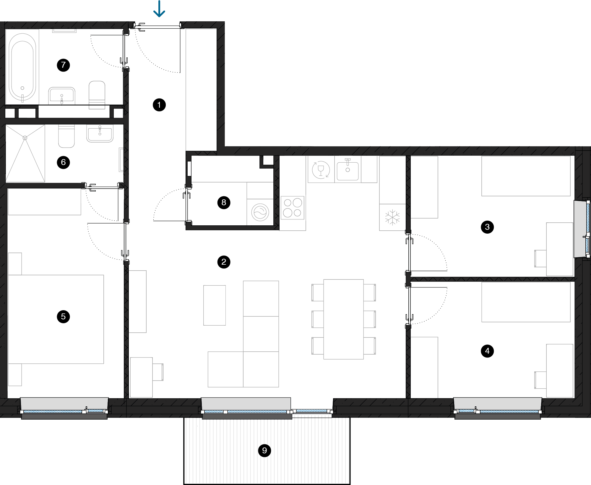 Pillar Jaunie dzīvokļi Iļģuciema mājas plānojums