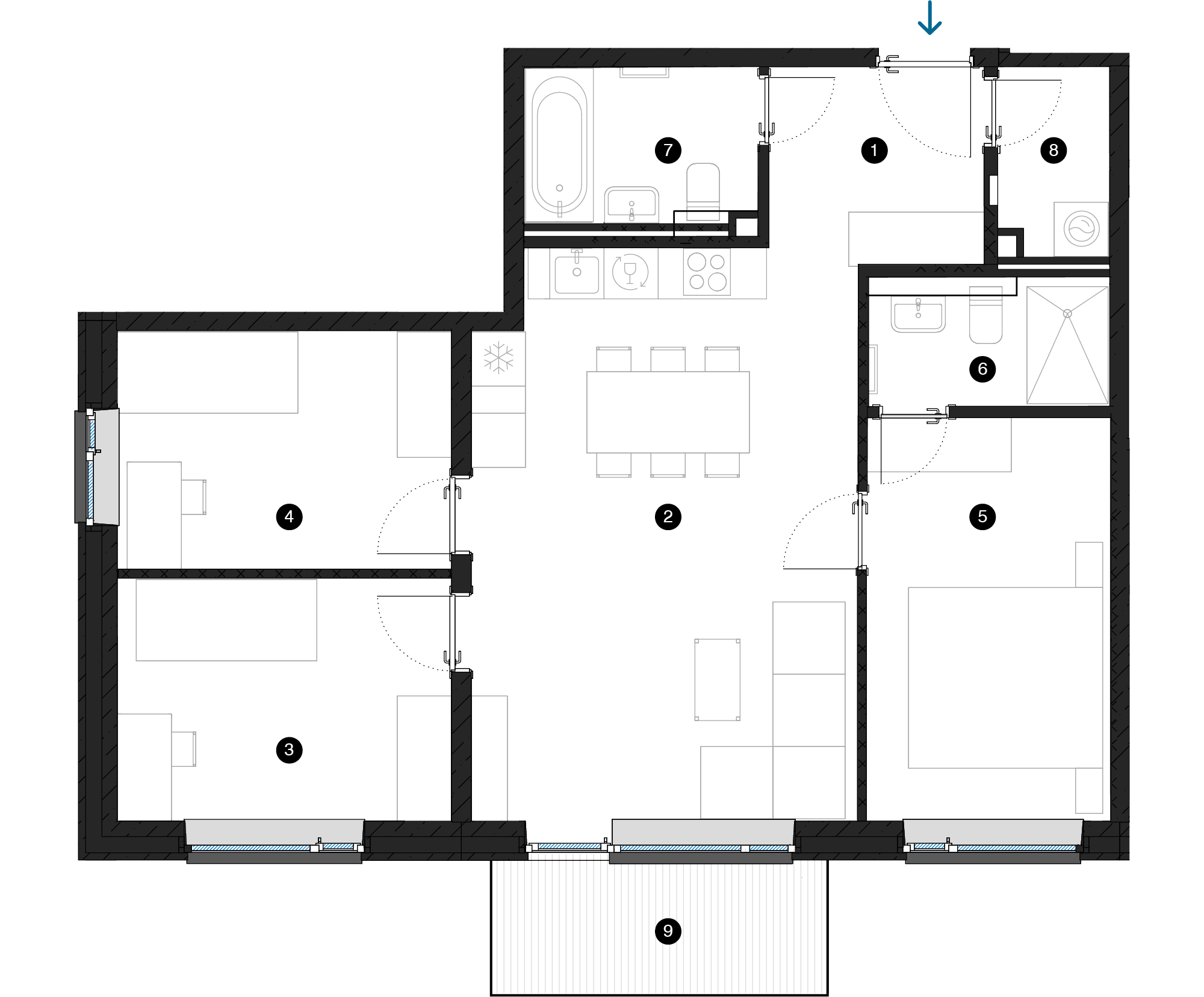 Pillar Jaunie dzīvokļi Iļģuciema mājas plānojums