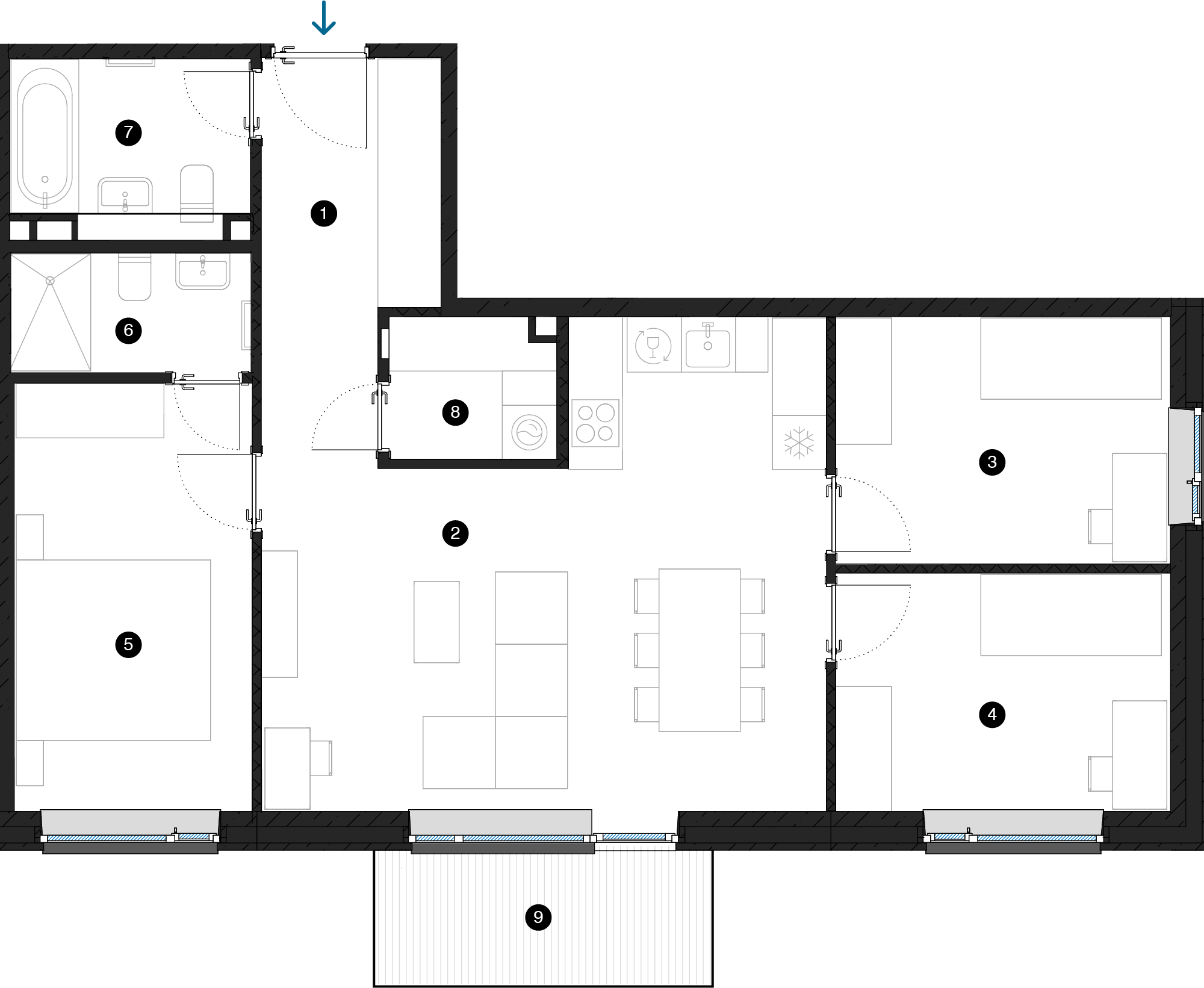 Pillar Jaunie dzīvokļi Iļģuciema mājas plānojums