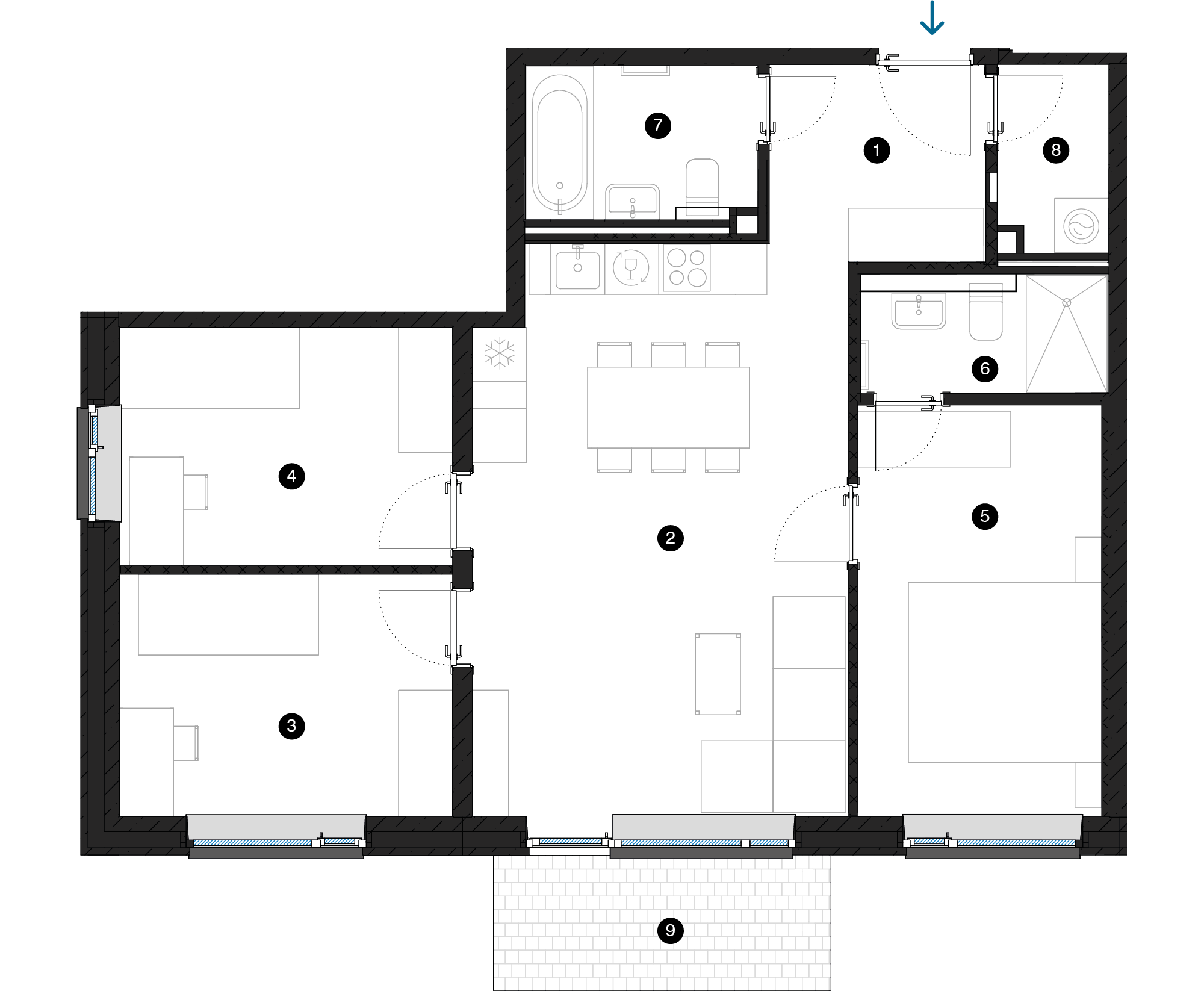 Pillar Jaunie dzīvokļi Iļģuciema mājas plānojums