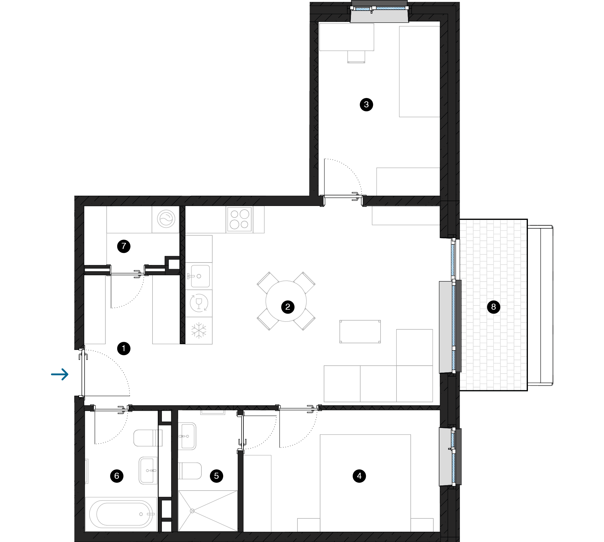 Pillar Jaunie dzīvokļi Iļģuciema mājas plānojums