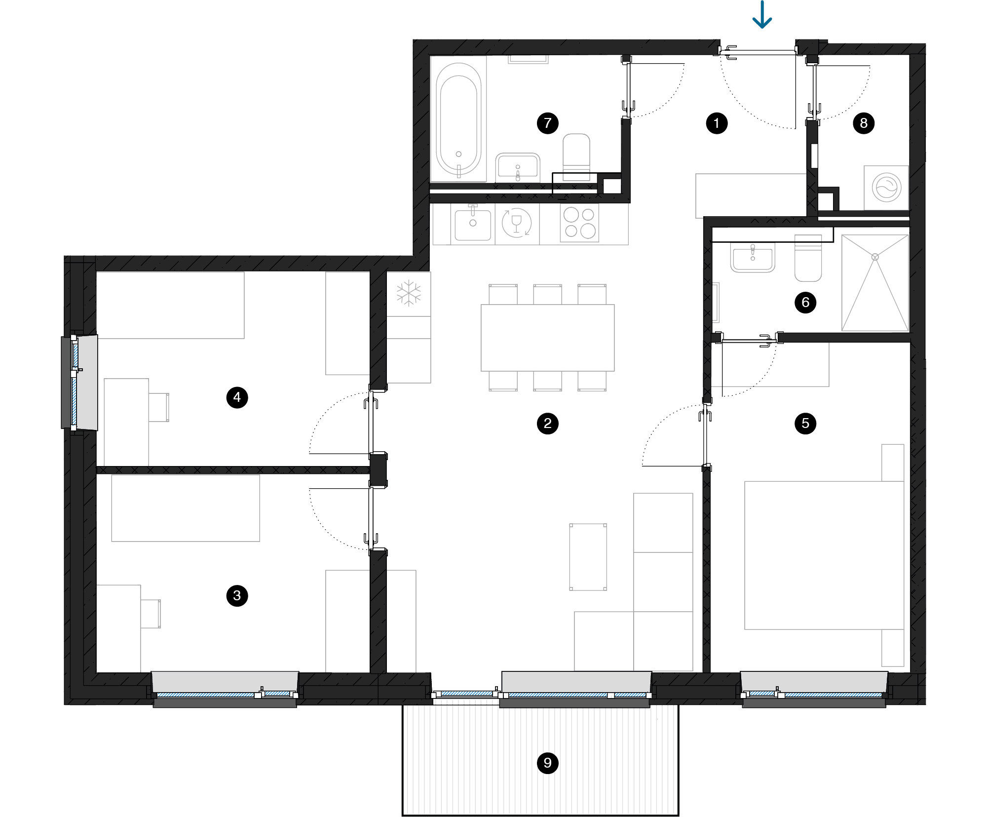 Pillar Jaunie dzīvokļi Iļģuciema mājas plānojums