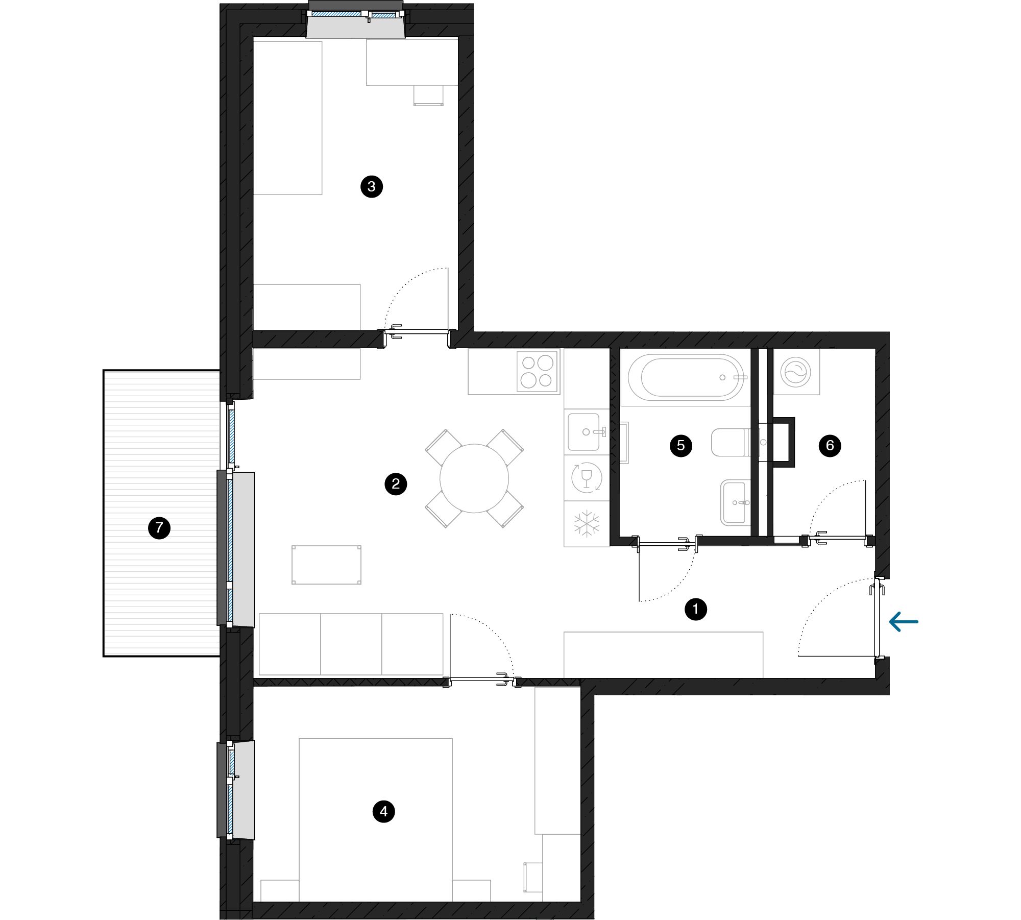 Pillar Jaunie dzīvokļi Iļģuciema mājas plānojums