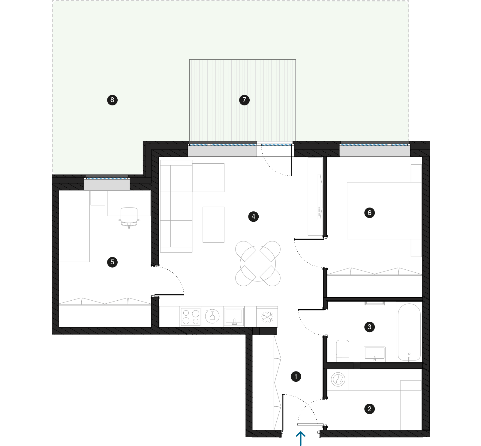 Pillar Jaunie dzīvokļi Mežciemā plānojums