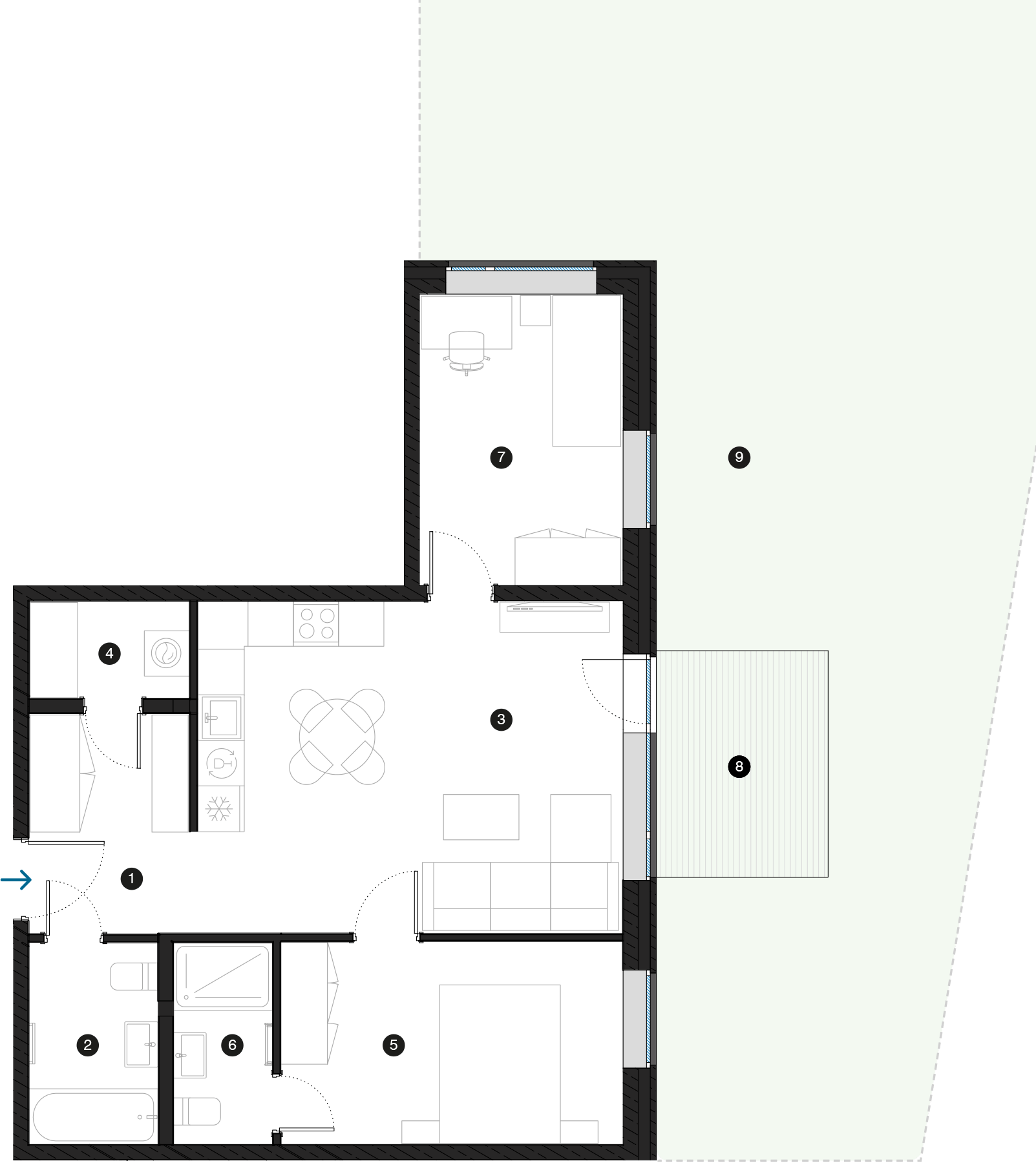 Pillar Jaunie dzīvokļi Mežciemā plānojums