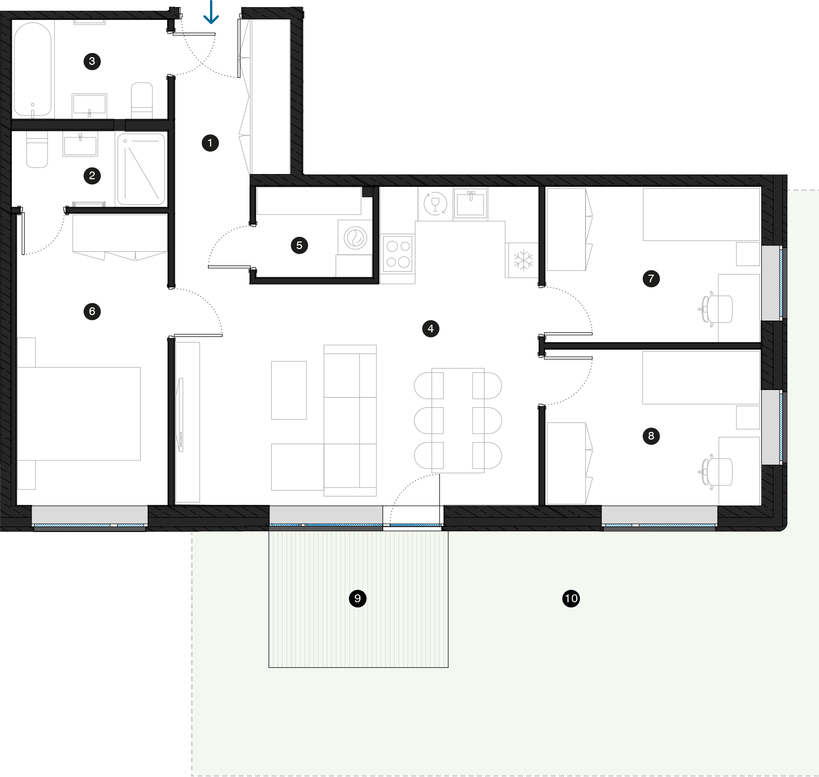 Pillar Jaunie dzīvokļi Mežciemā plānojums