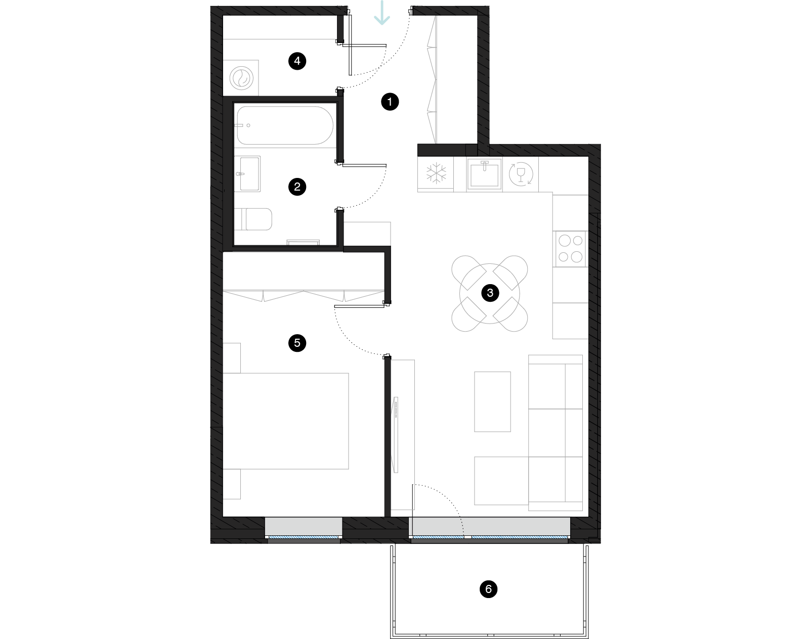 Pillar Jaunie dzīvokļi Mežciemā plānojums