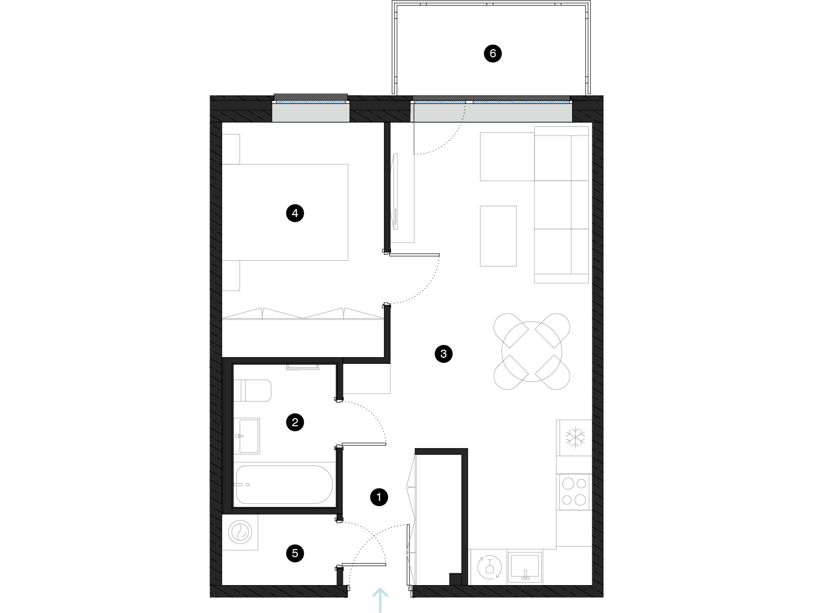 Pillar Jaunie dzīvokļi Mežciemā plānojums