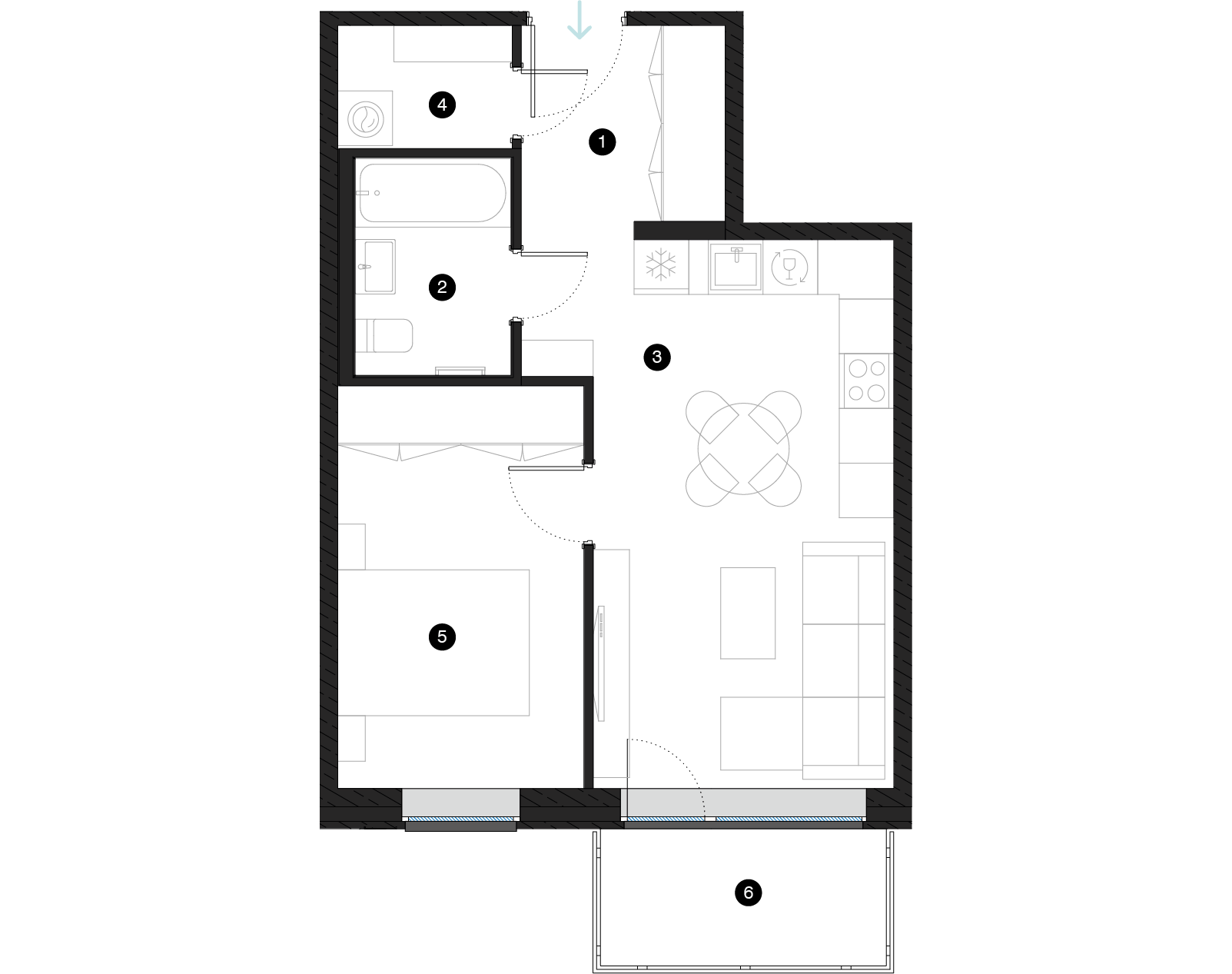 Pillar Jaunie dzīvokļi Mežciemā plānojums