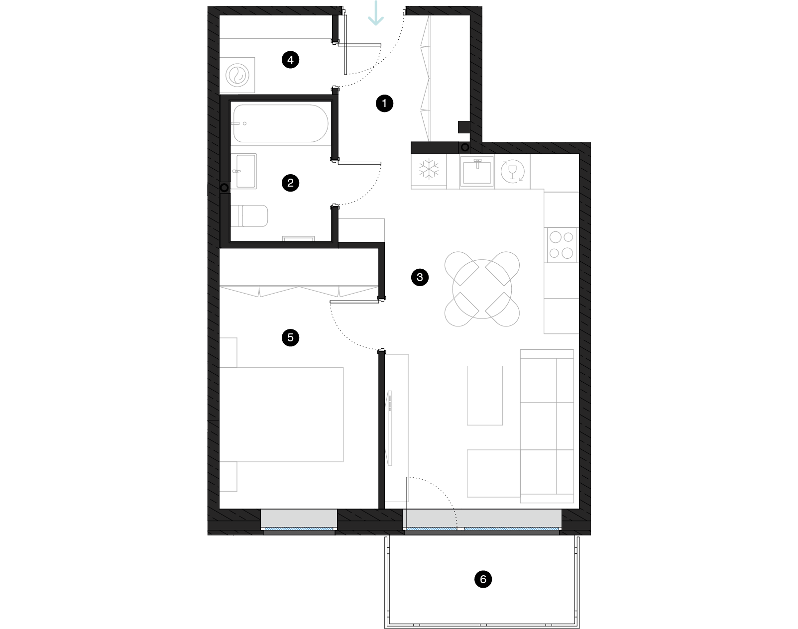 Pillar Jaunie dzīvokļi Mežciemā plānojums