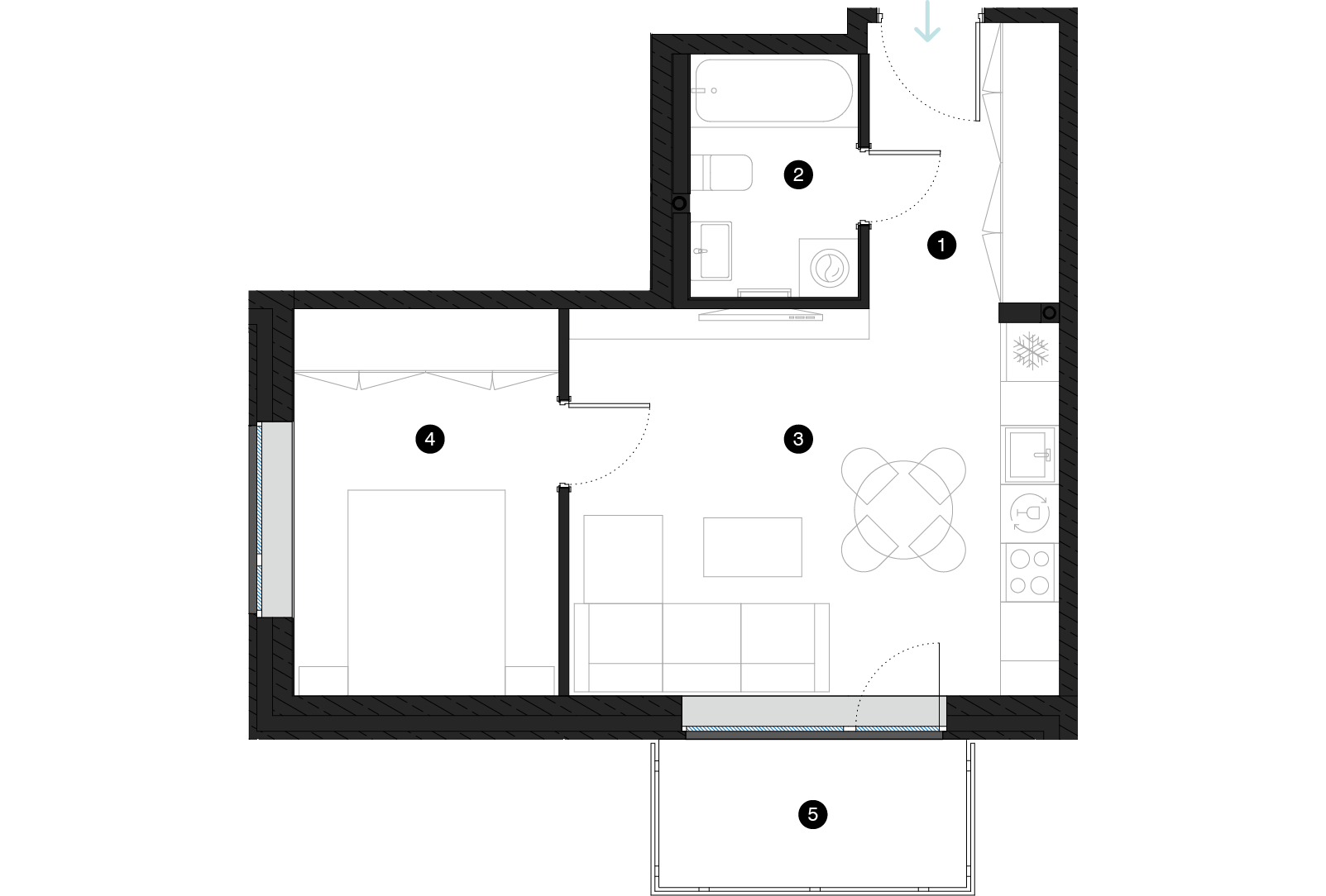 Pillar Jaunie dzīvokļi Mežciemā plānojums