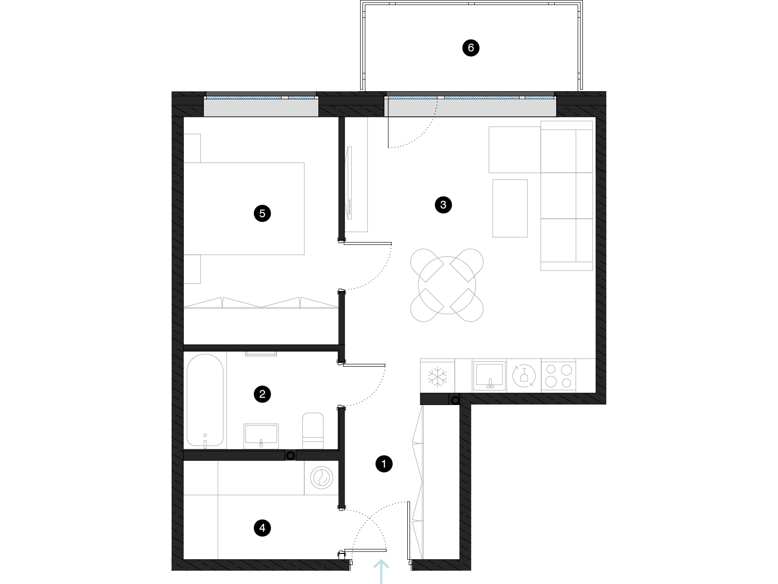 Pillar Jaunie dzīvokļi Mežciemā plānojums